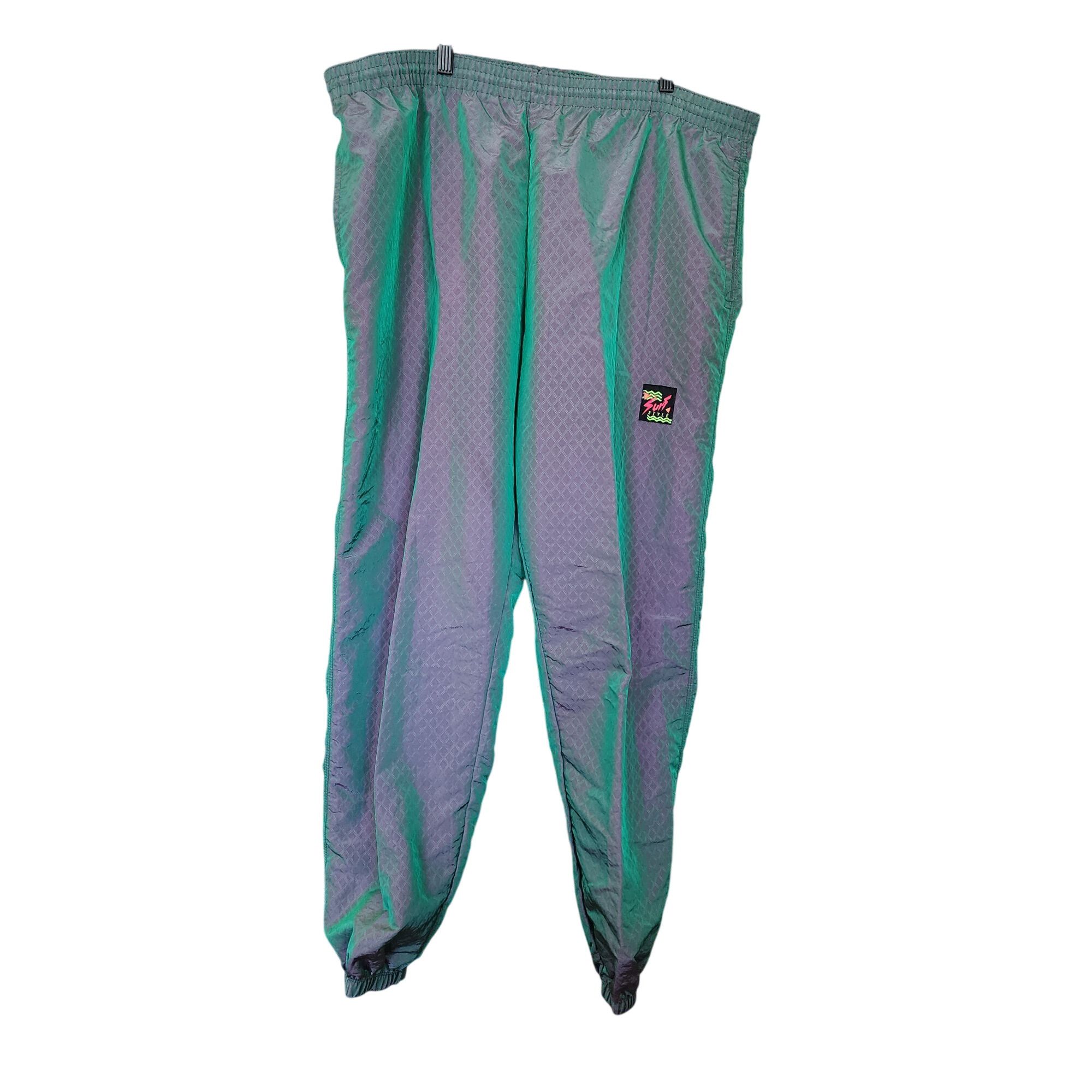 Other Vintage Surf Style Windbreaker Pants X-Large Green & Purple Size US 40 / EU 56 - 1 Thumbnail