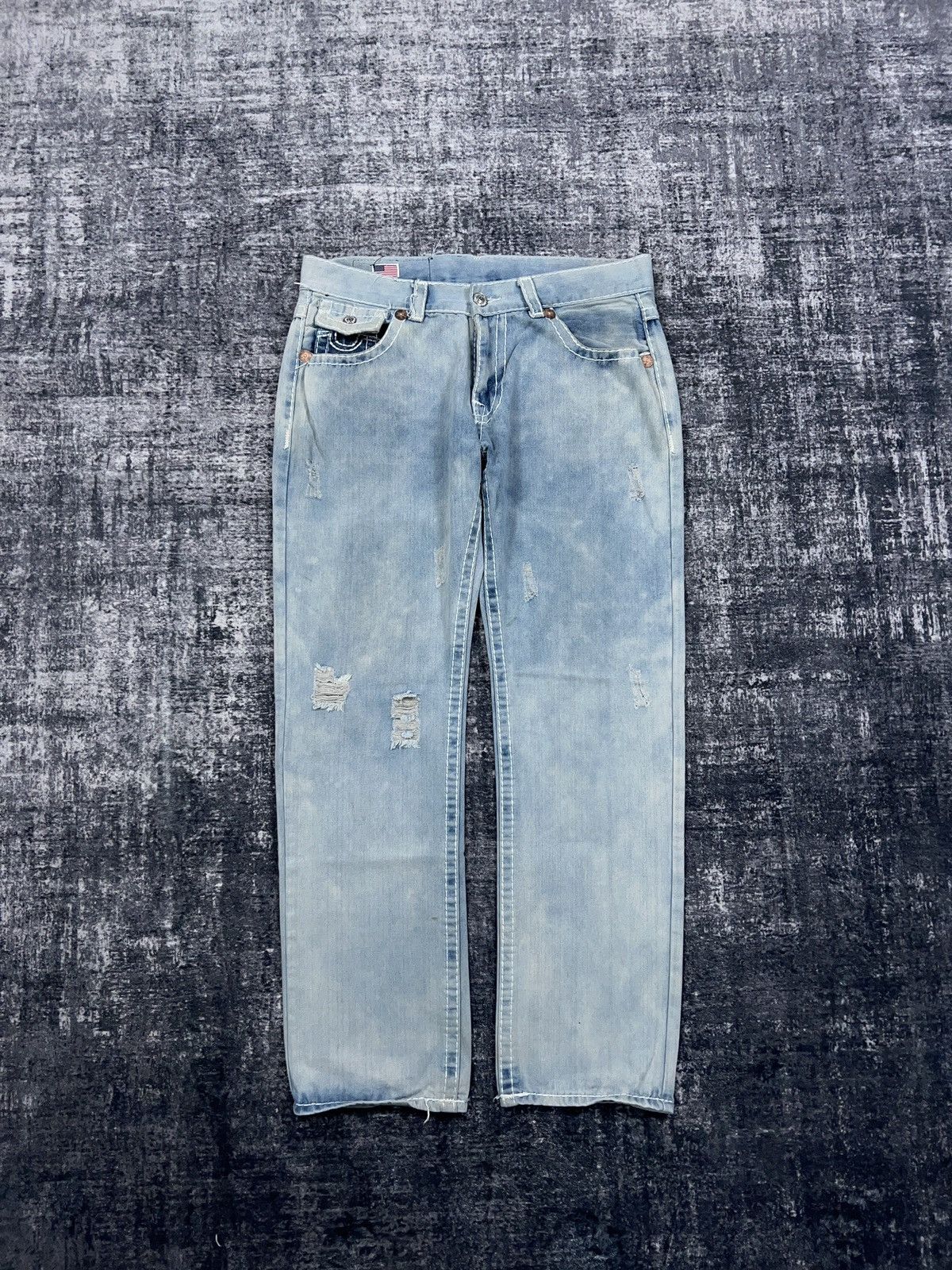 True Religion Y2K True Religion Acid Wash Distressed Billy Jeans 38x33 Size US 38 / EU 54 - 2 Thumbnail