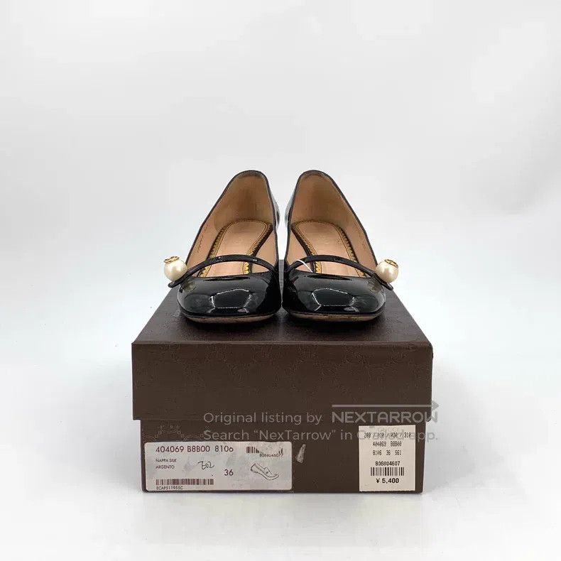 Gucci Gucci Black pearl thick heels Mary Jane high heels Size US 5 / IT 35 - 8 Thumbnail