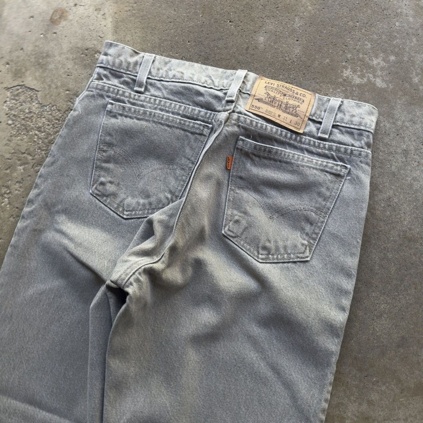 Levi's Vintage 90s Levi's 550 Grey Denim Jeans ERD Grunge Chrome Size US 31 - 4 Thumbnail
