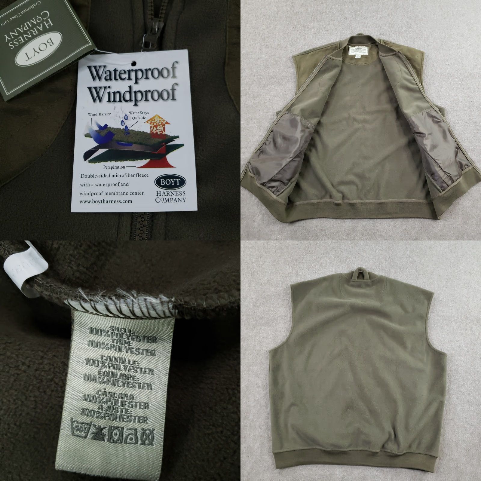 Vintage Boyt Harness Company Vest Mens 3XL Green Fleece Full Zip Shoulder Patch Shooting Size US XXL / EU 58 / 5 - 8 Thumbnail