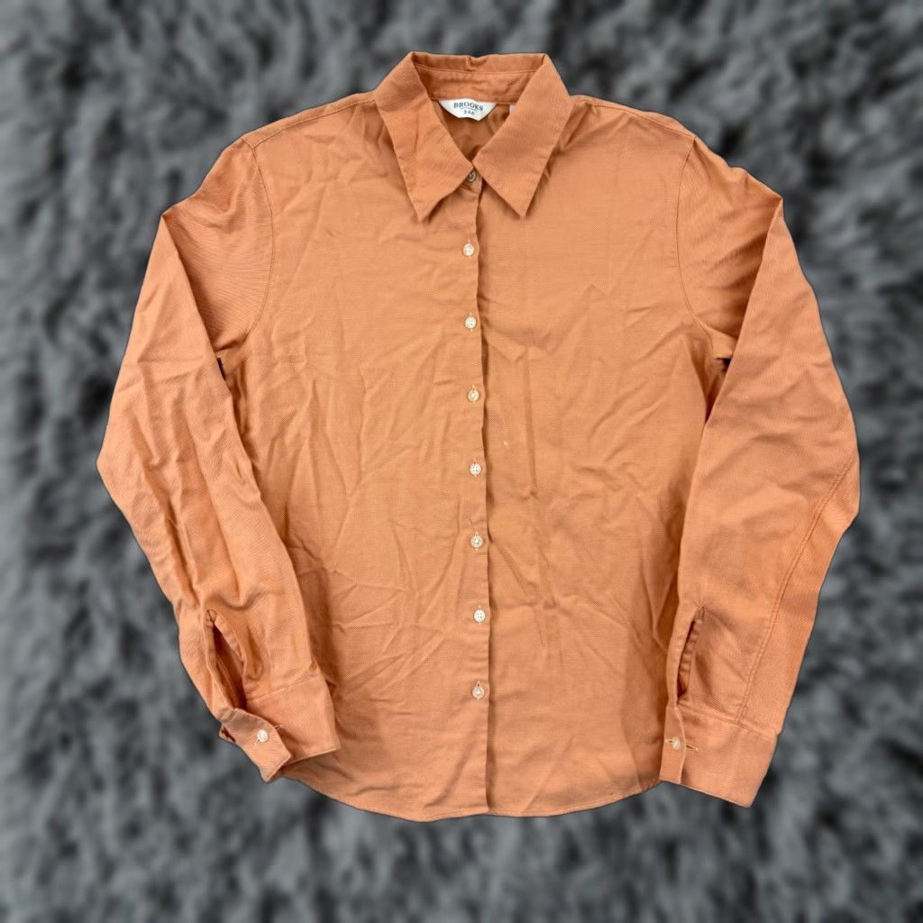 Brooks Brothers Brooks Brothers Shirt Womens S Orange Pinstripe Button Up Long Sleeve Preppy Vintage No Size S / US 4 / IT 40 - 1 Thumbnail