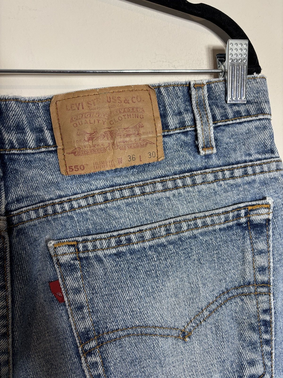 Levi's Vintage Levi’s 550 Jeans Made USA Distressed Relaxed 35x30 Size US 35 - 4 Thumbnail