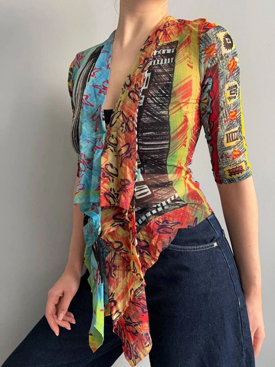 Other Save The Queen Print Long Sleeve asymmetric Avant-Garde Y2K Size M / US 6-8 / IT 42-44 - 4 Thumbnail