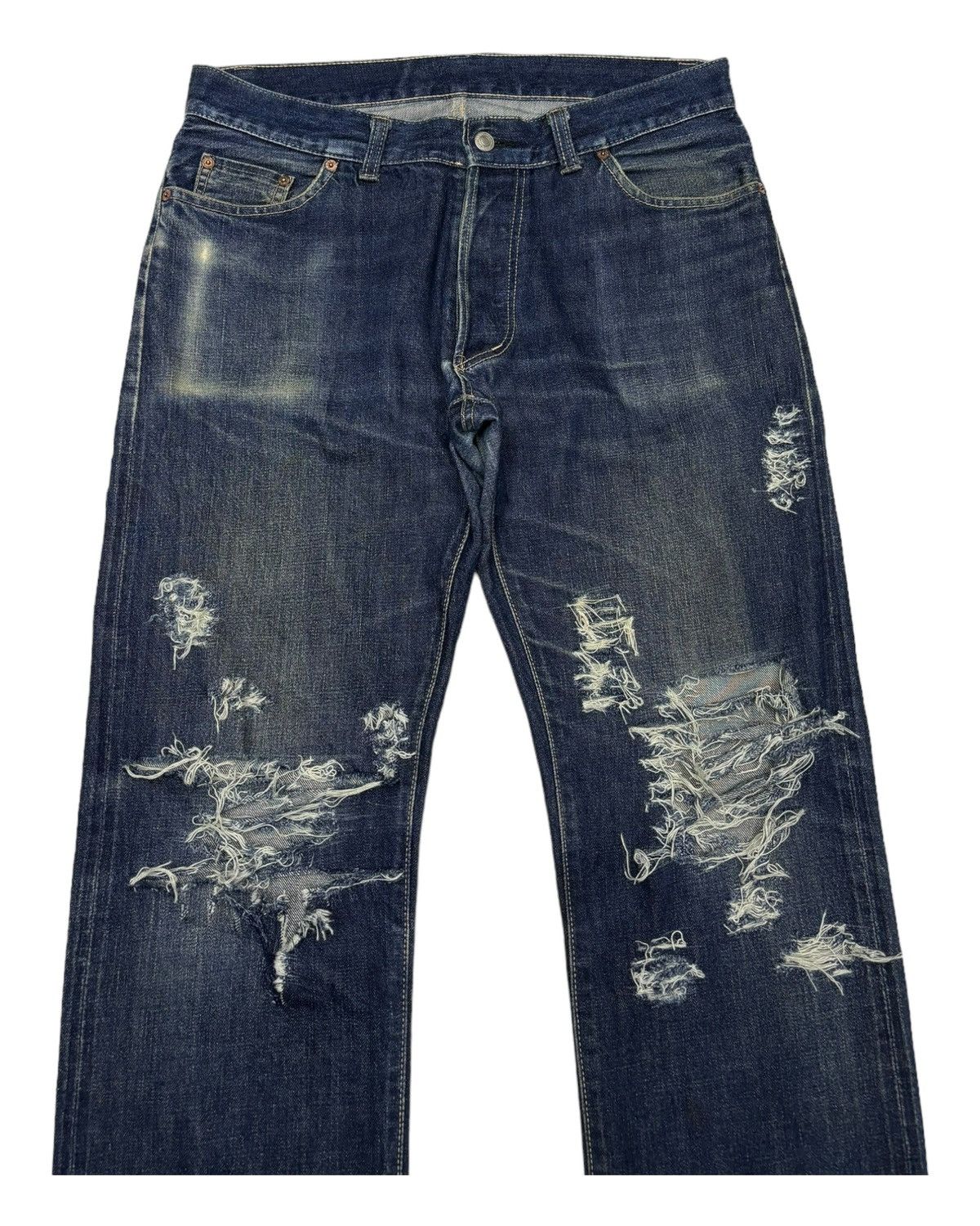 In The Attic 🔥VINTAGE IN THE ATTIC DISTRESS RIPS CUSTOM MADE DENIM JEANS Size US 34 / EU 50 - 9 Thumbnail