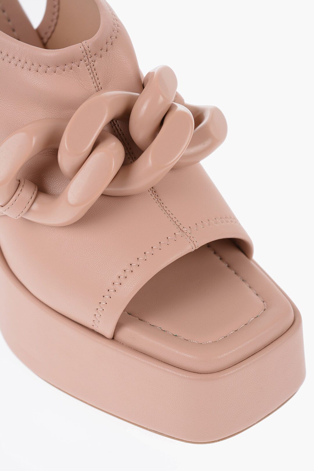 Stella McCartney og1mm0824 Leather Open Toe Mules With Chain in Peach Size US 10 / IT 40 - 4 Thumbnail