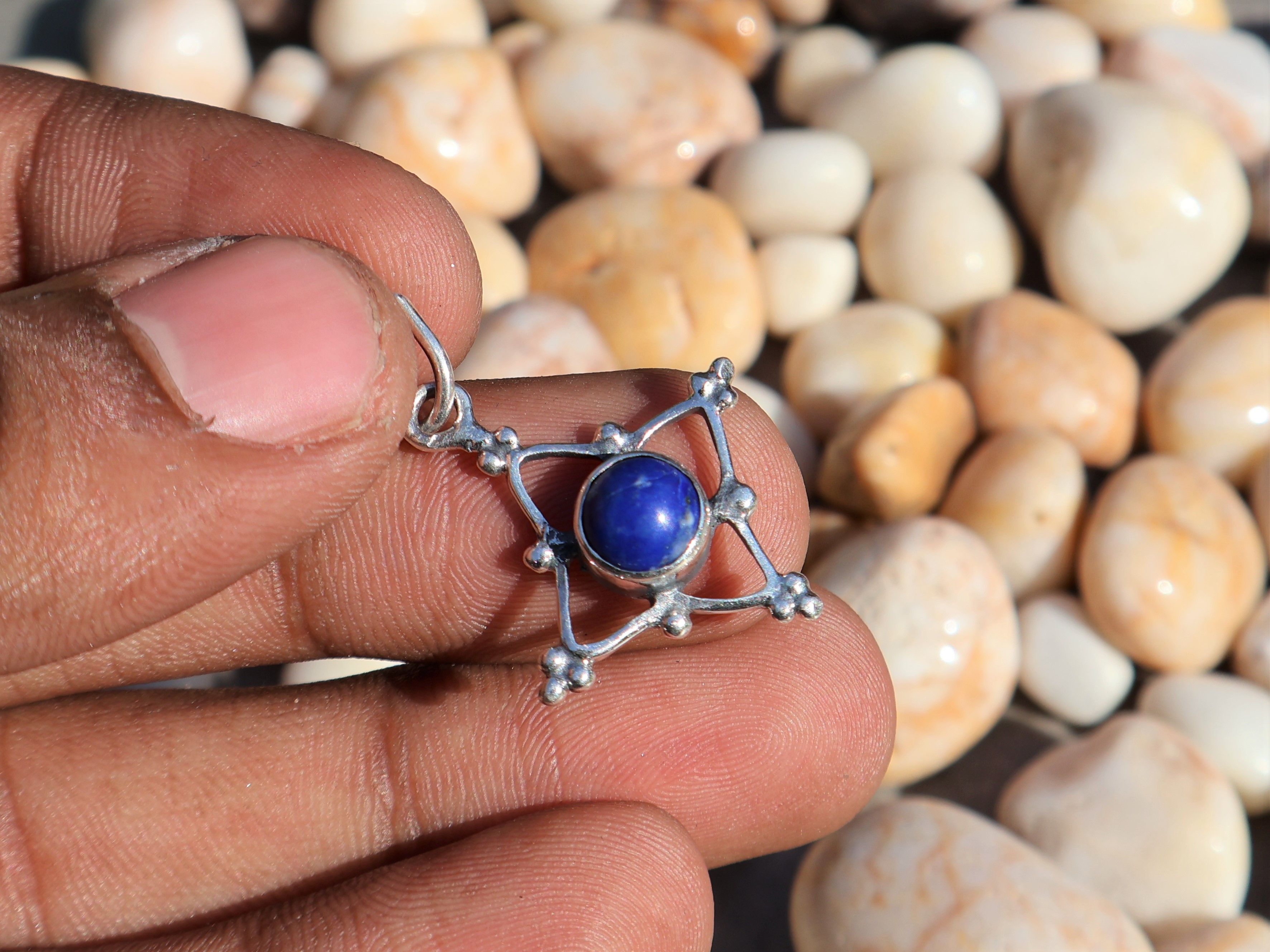 Handmade Lapis Lazuli Pendant, 925 Sterling Silver, Handmade Pendant, Size ONE SIZE - 6 Thumbnail