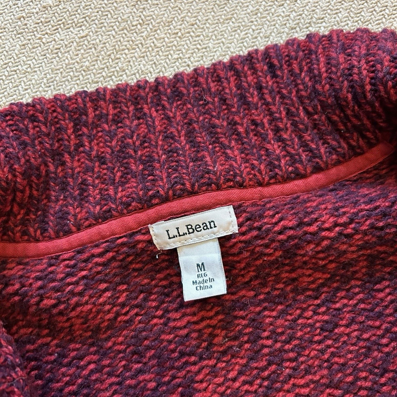 L.L. Bean Lambs Wool Knit Full Zip Kangaroo Pocket Speckled Sweater Size M / US 6-8 / IT 42-44 - 3 Thumbnail