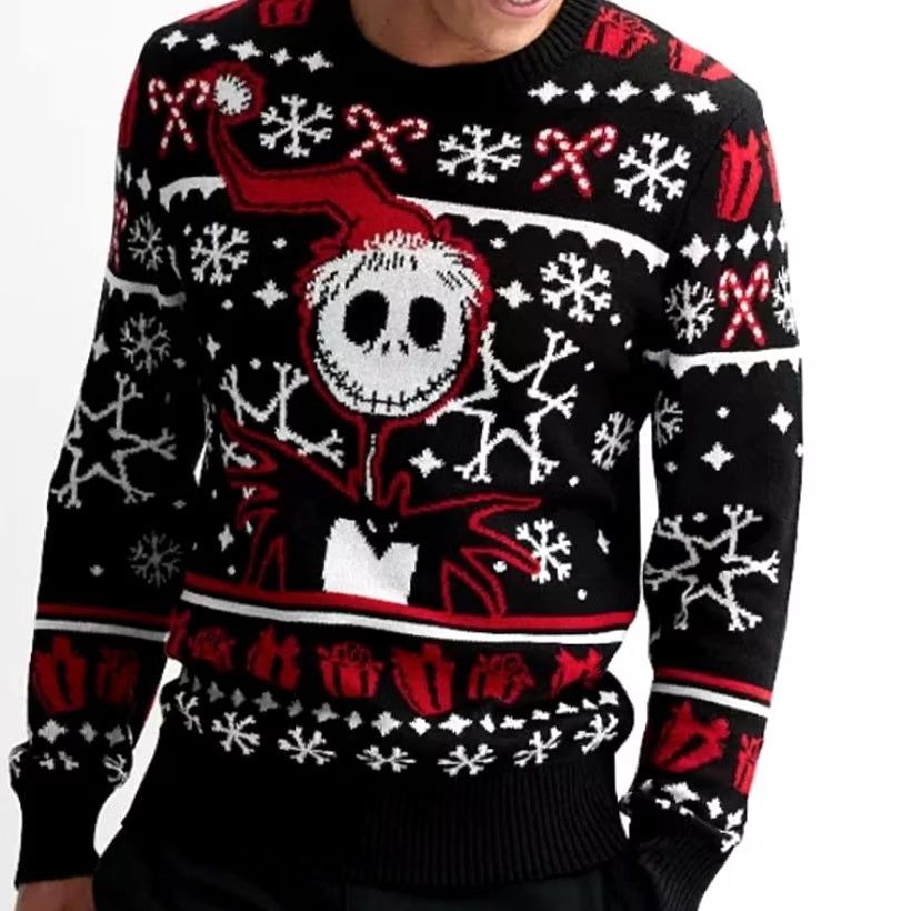 Disney Disney Nightmare Before Christmas Jack Skellington Jolly Holiday Sweater L Mens Crew Neck Knit Acrylic Black Size US L / EU 52-54 / 3 - 2 Thumbnail