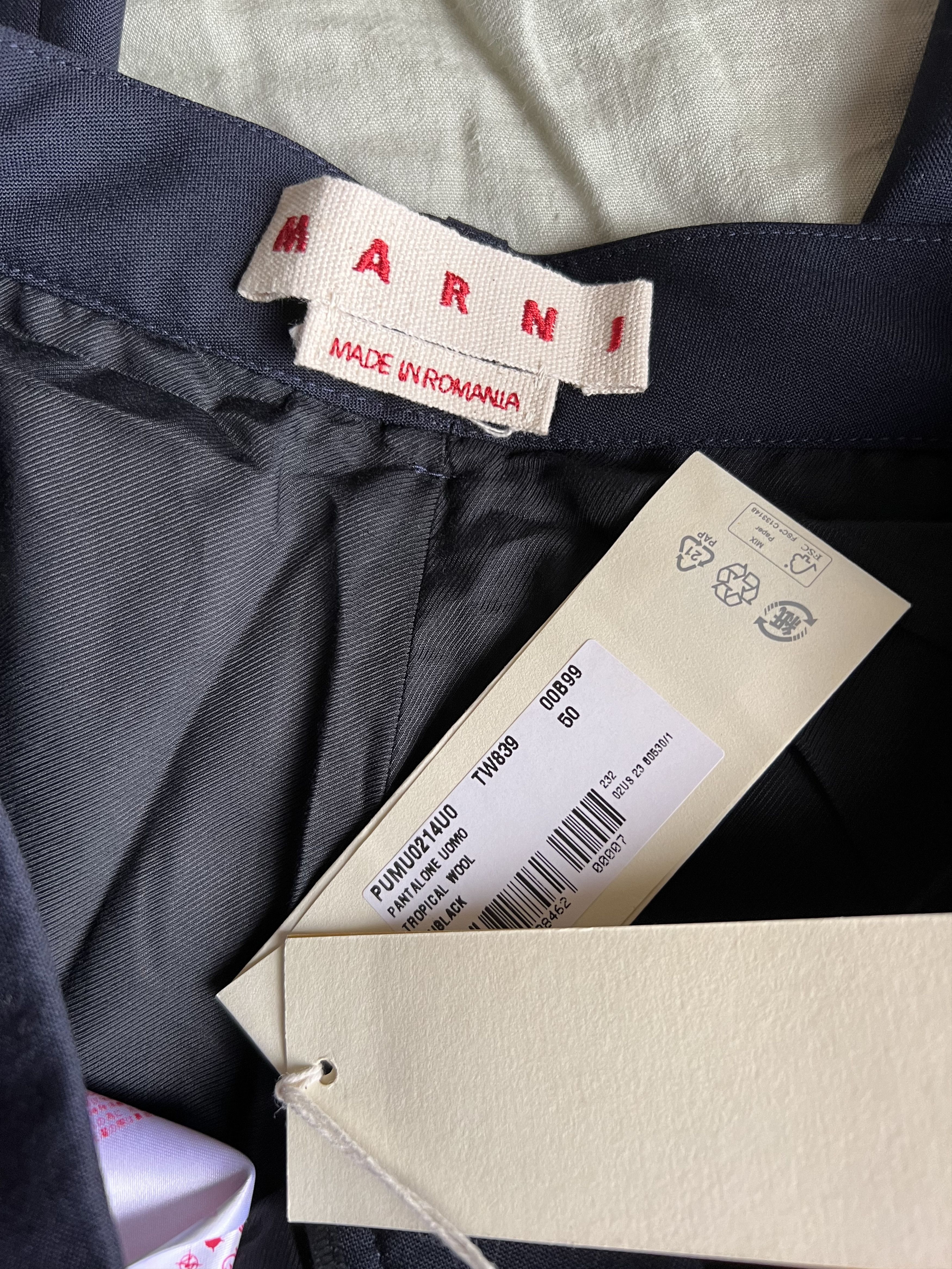 Marni Marni Tropical Wool Pleated Pants in Navy Size US 34 / EU 50 - 8 Thumbnail