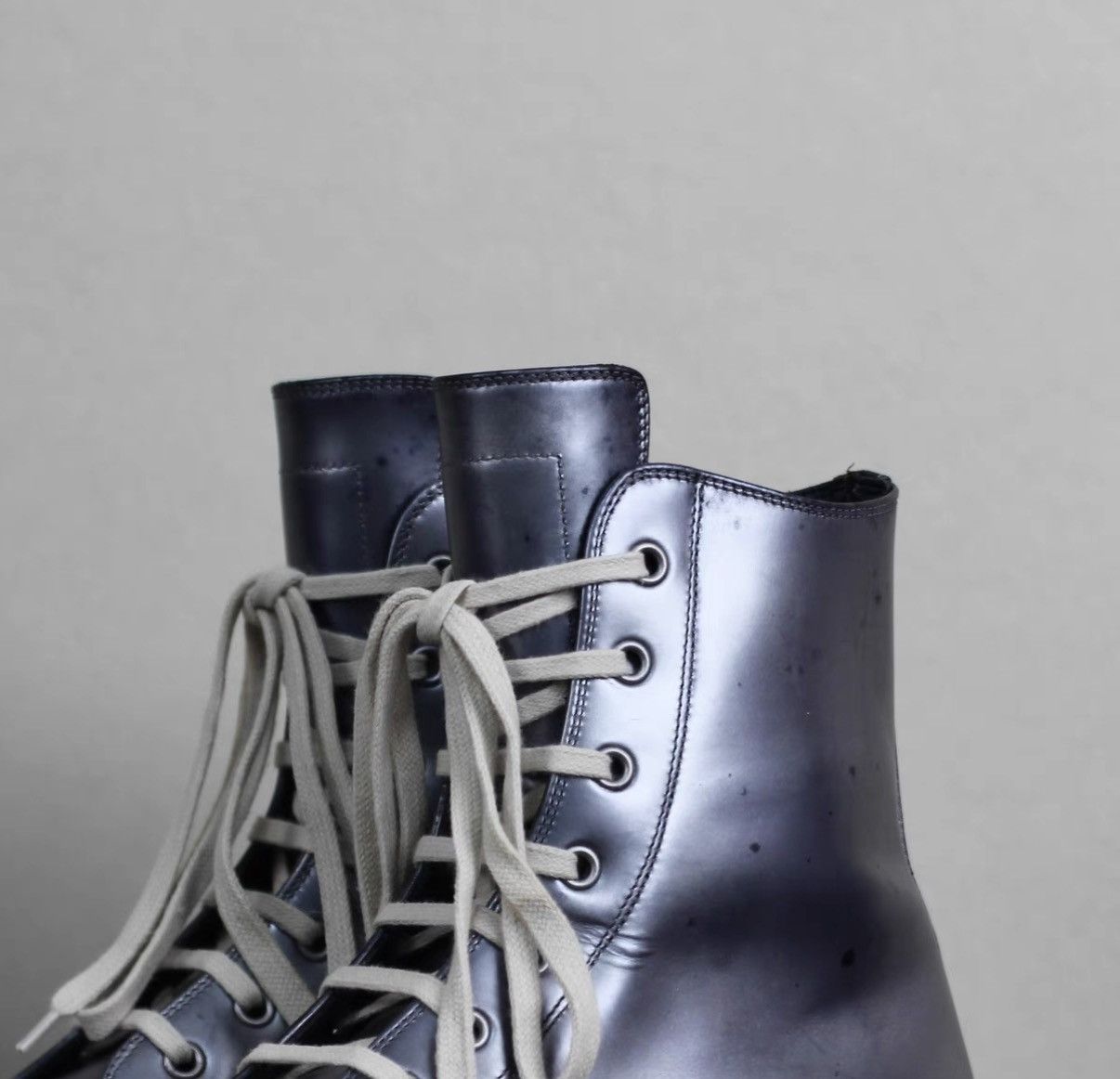 Rick Owens Rick Owens Mirror Metallic Leather High-Top Sneakers Size US 7 / EU 40 - 3 Thumbnail