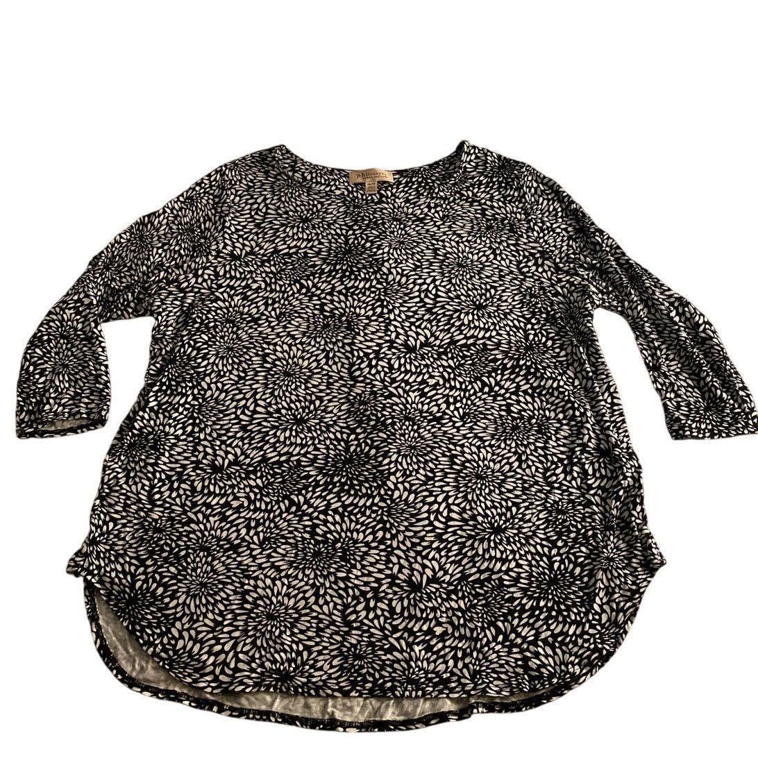 Other Philosophy Woman Black & White Floral Tunic Top 1X Excellent Size XXL / US 16-18 / IT 52-54 - 2 Thumbnail