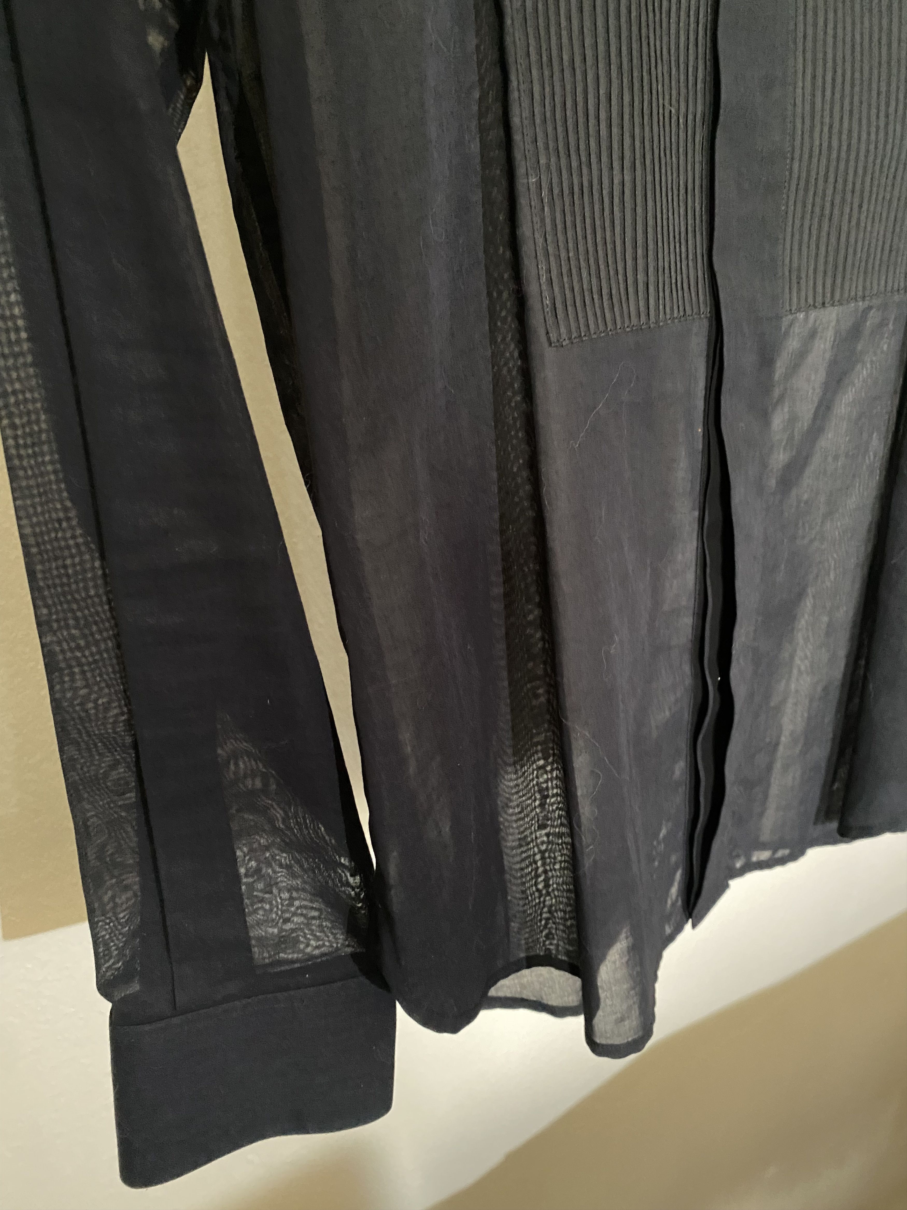 2013 Hedi Slimane Black semi-sheer shirt with pintuck bib, view 4