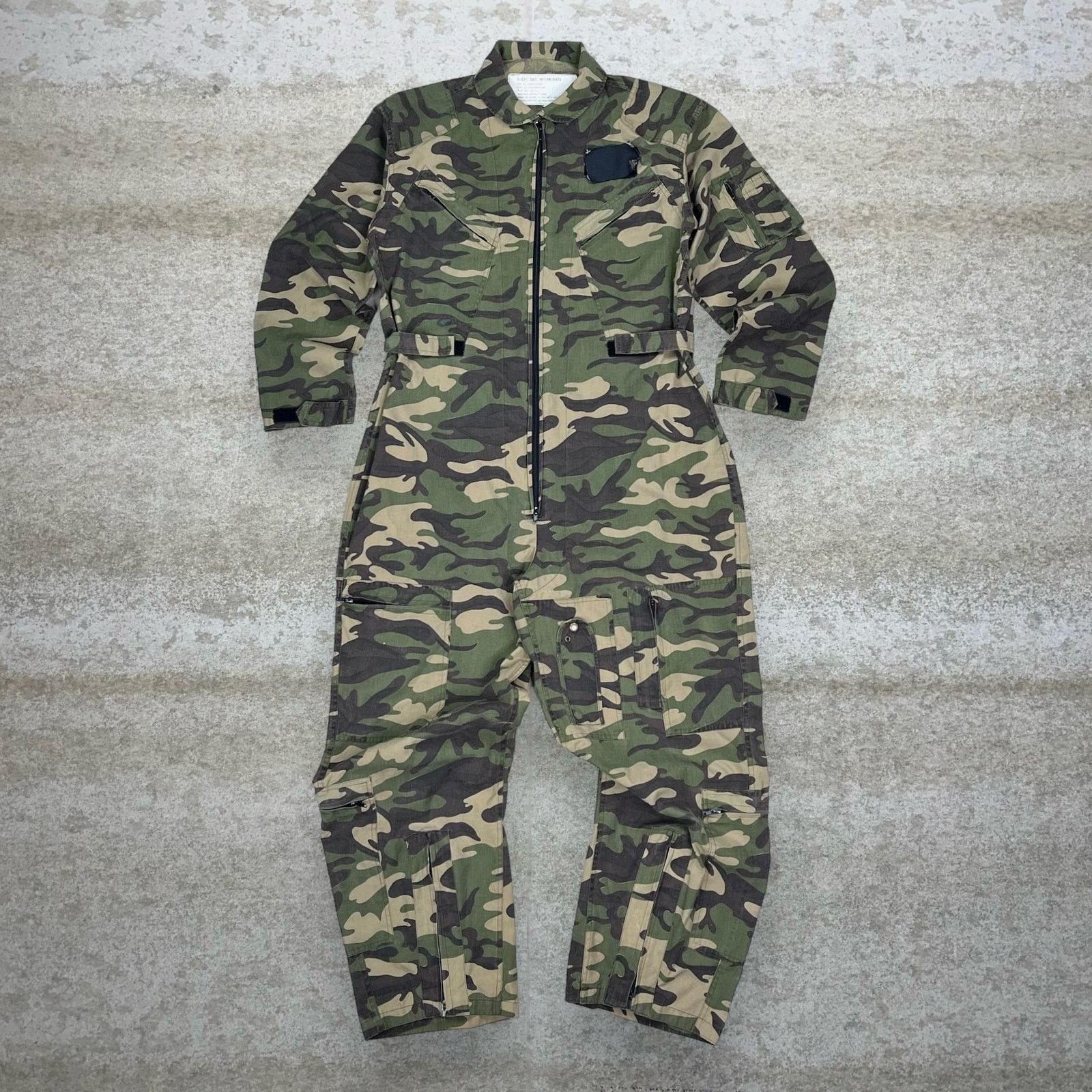 image of Crazy Vintage 90's Military Flight Coveralls Camo Full Zip in Green, Men's (Size 36)