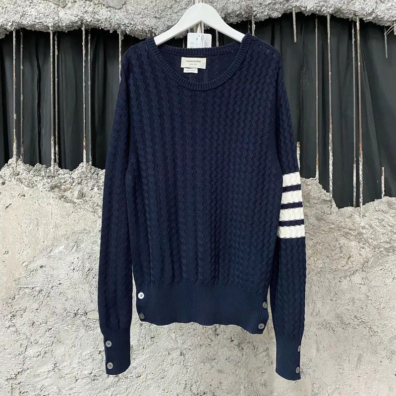 Thom Browne Thom Browne Men's Blue Long Sleeve Sweater 0089 Size US M / EU 48-50 / 2 - 1 Thumbnail