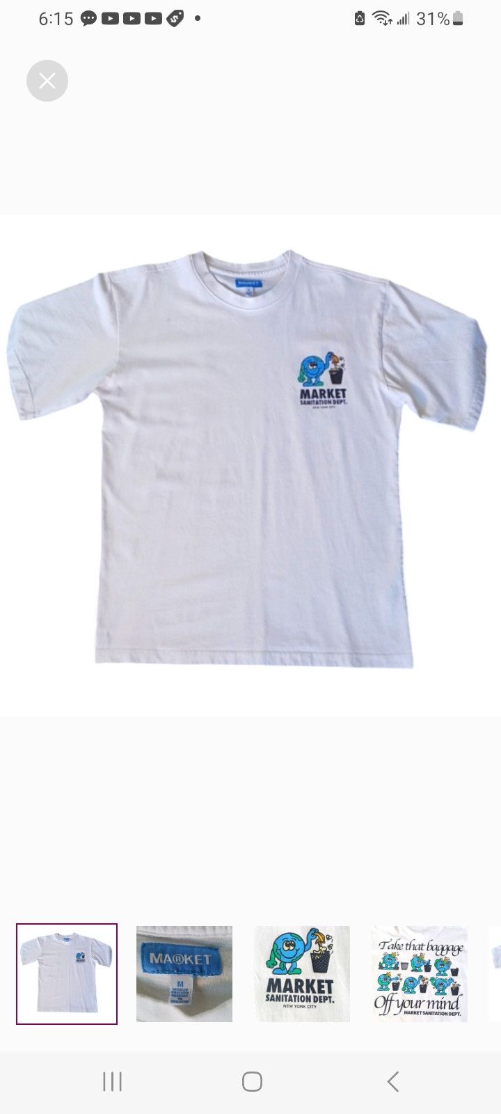 Market MARKET Sanitation Dept White T-Shirt Size US M / EU 48-50 / 2 - 1 Thumbnail
