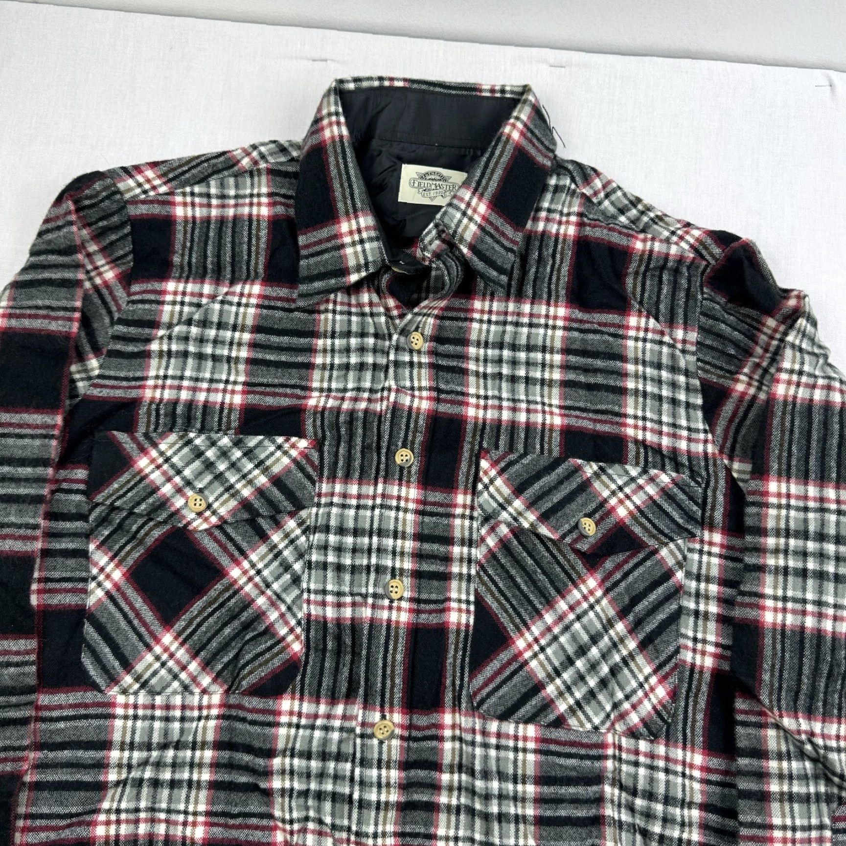 Vintage VINTAGE Fieldmaster Shirt Button-Up Adult Large Black Plaid Flannel 90s Outdoor Workwear Mens Shirt Size US L / EU 52-54 / 3 - 2 Thumbnail