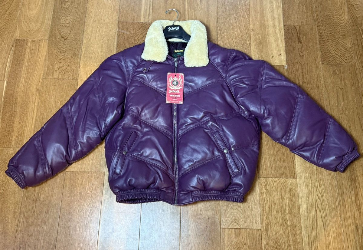 Schott × Supreme Supreme Schott Chevron Leather Down Puffer Jacket