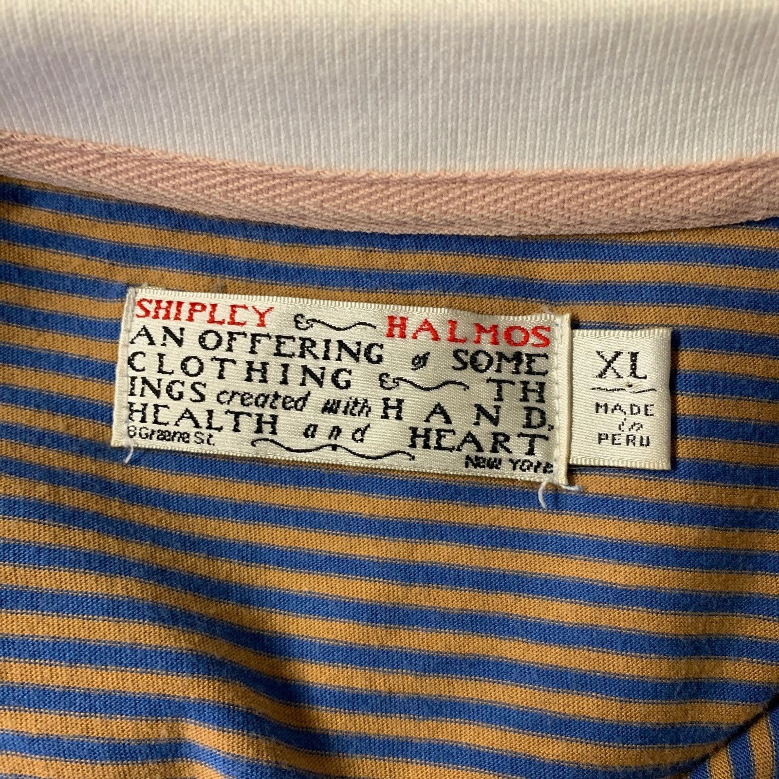 Shipley & Halmos SHIPLEY and HALMOS XL Blue Orange White Stripe Cotton Polo Size US XL / EU 56 / 4 - 4 Thumbnail