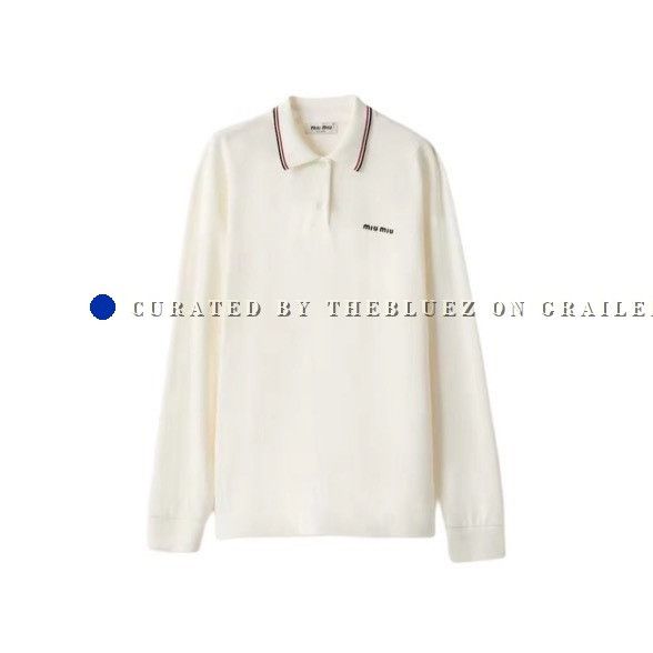 Miu Miu Miumiu 2025 Solid Embroidered Long-Sleeve Polo Size US M / EU 48-50 / 2 - 1 Thumbnail