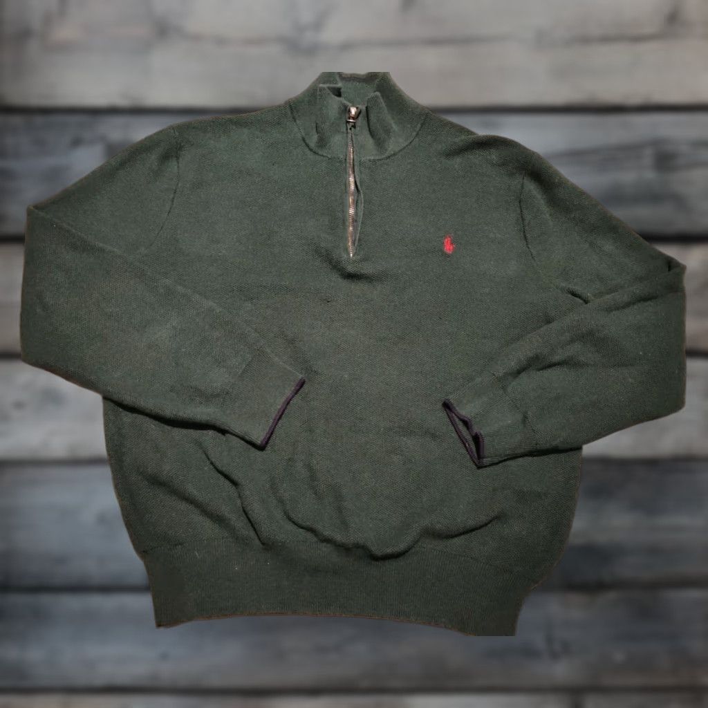 Polo Ralph Lauren Polo Ralph Lauren Men Sweater L Green Cotton Knit Quarter Zip Mock Neck Pullover Golf Walking Size US L / EU 52-54 / 3 - 1 Thumbnail