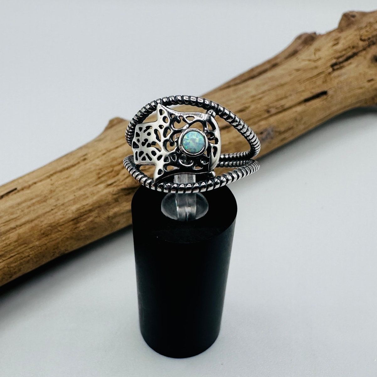 Other Sterling Silver Lab Opal Hamsa Ring Size ONE SIZE - 1 Thumbnail