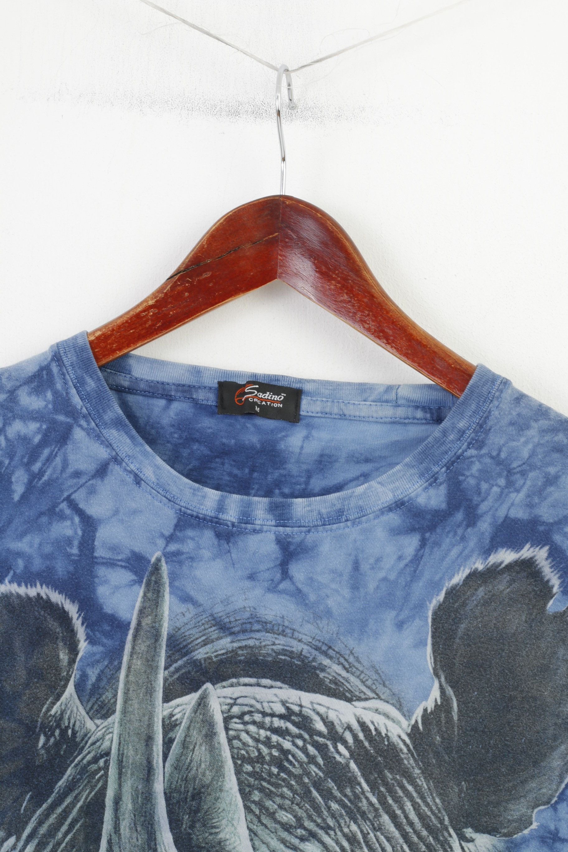 Vintage Sandino Creation Men M T-Shirt Blue Rhinoceros Graphic 4505 Size US M / EU 48-50 / 2 - 2 Thumbnail