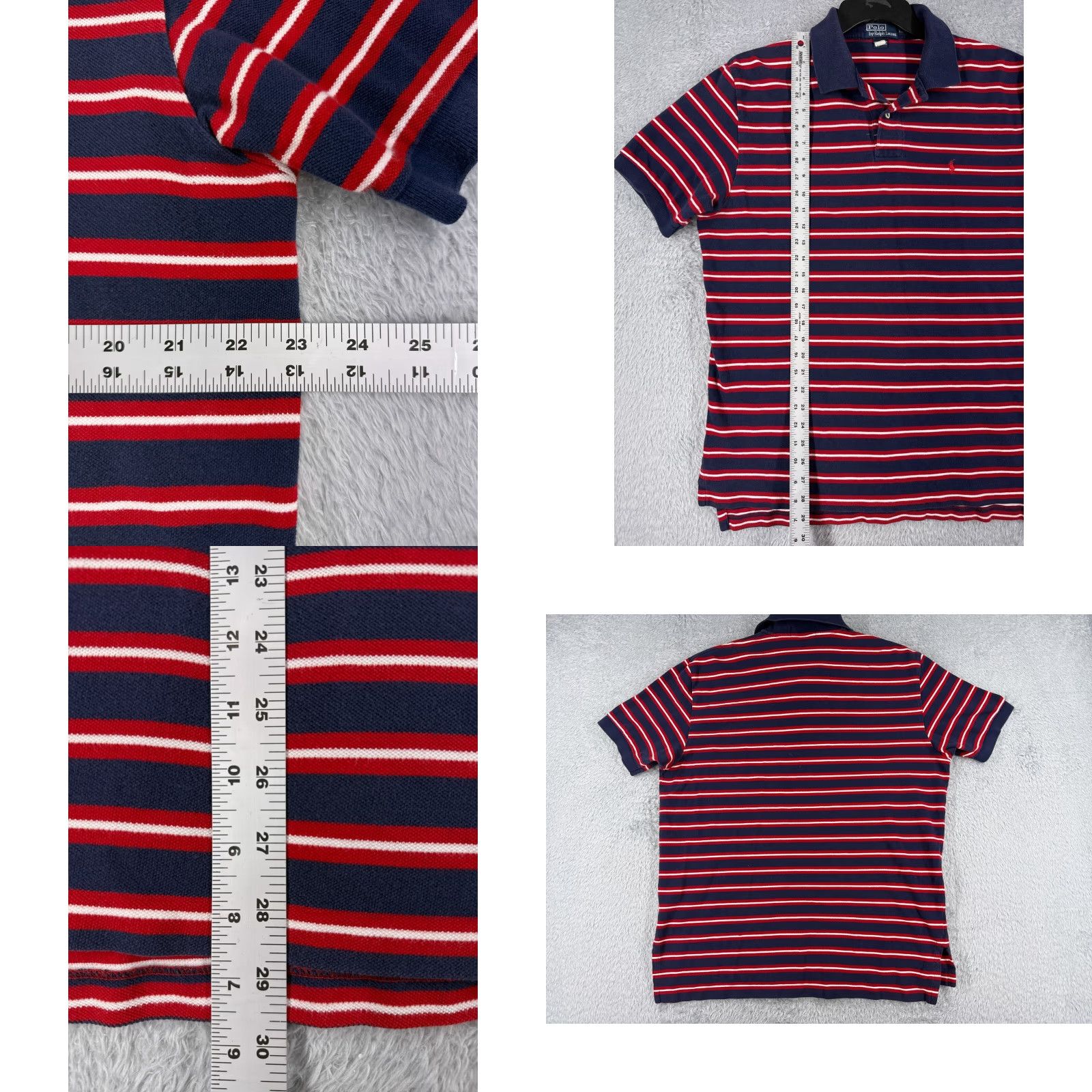 Ralph Lauren VINTAGE Ralph Lauren Polo Shirt Mens Large Red Blue Stripe 100% Cotton Knit Shirt Polo Closed-Ended? Size US L / EU 52-54 / 3 - 8 Thumbnail