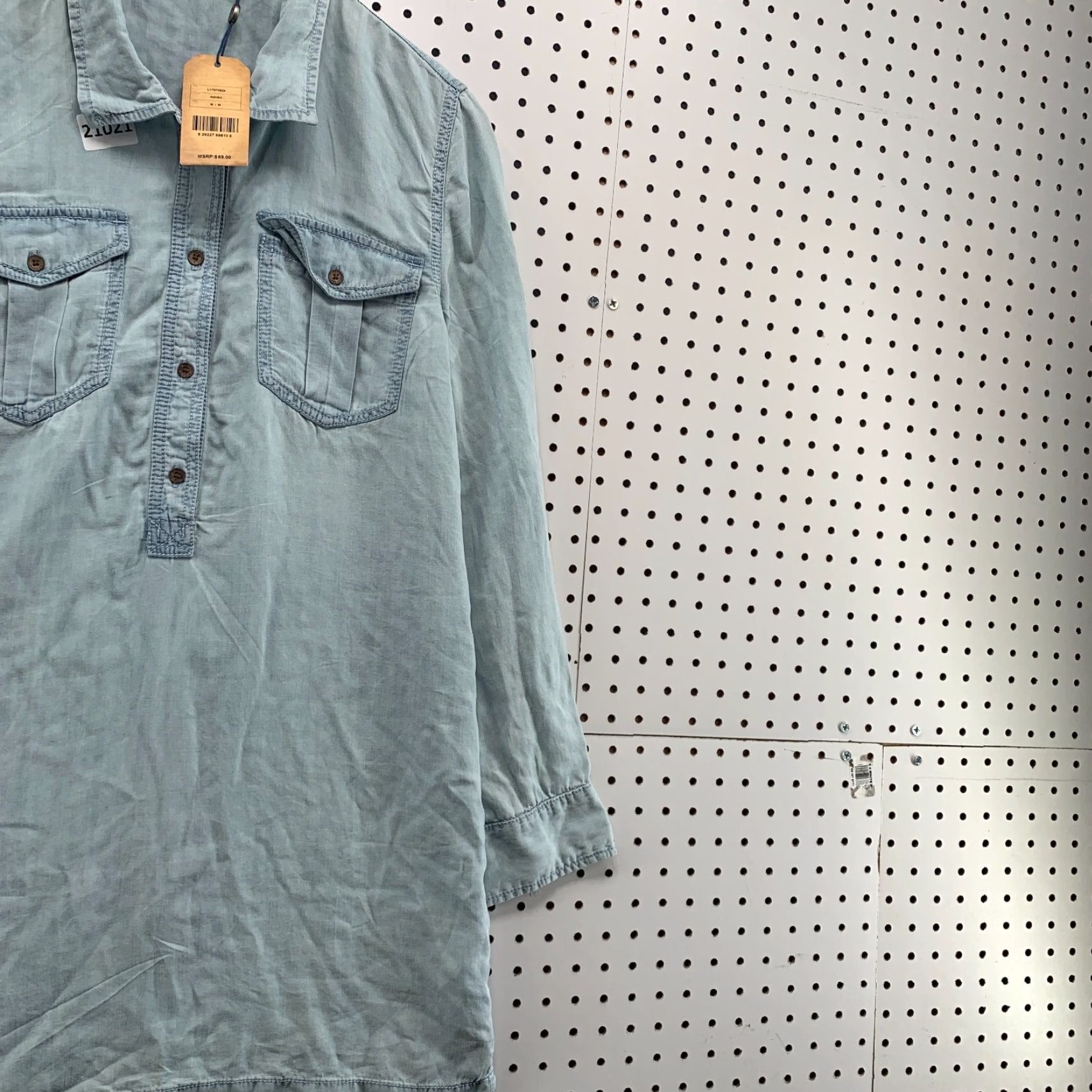 Silver Jeans Co. Silver Jeans CO Chambray Tunic Shirt Adult M Blue Henley Long Sleeve Womens Size M / US 6-8 / IT 42-44 - 4 Thumbnail