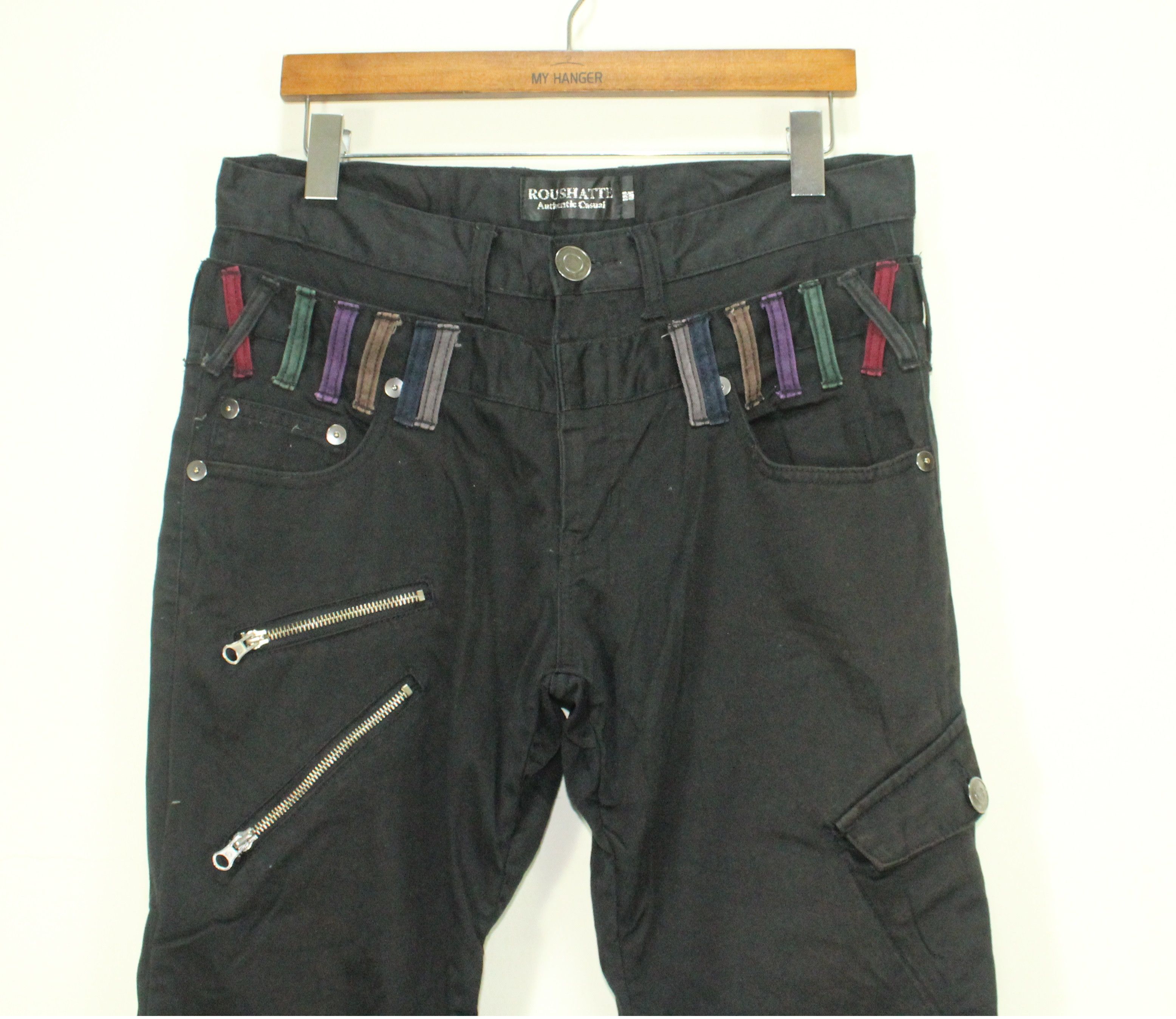 Japanese Brand Double Waist Pants Zipper Pants Side Pocket Wrinkled Seam Size US 33 - 4 Thumbnail