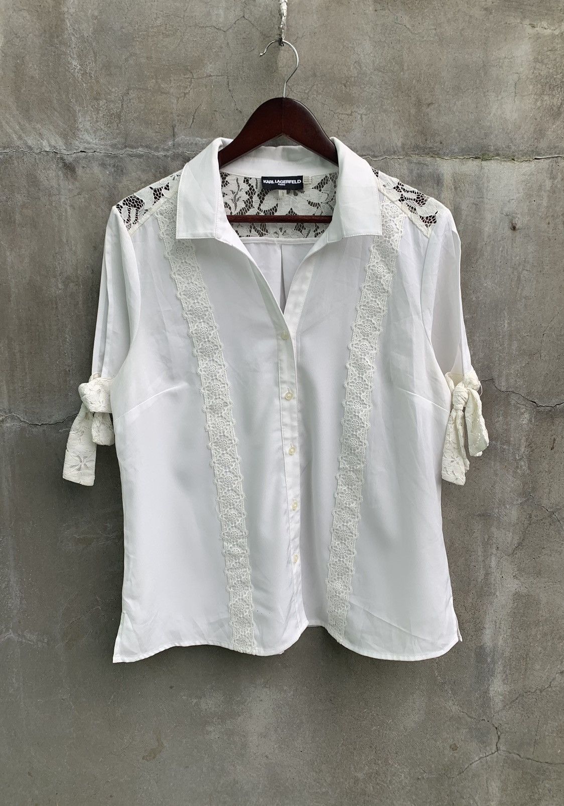 Karl Lagerfeld Flower Crochet Blouse Size L / US 10 / IT 46 - 1 Thumbnail
