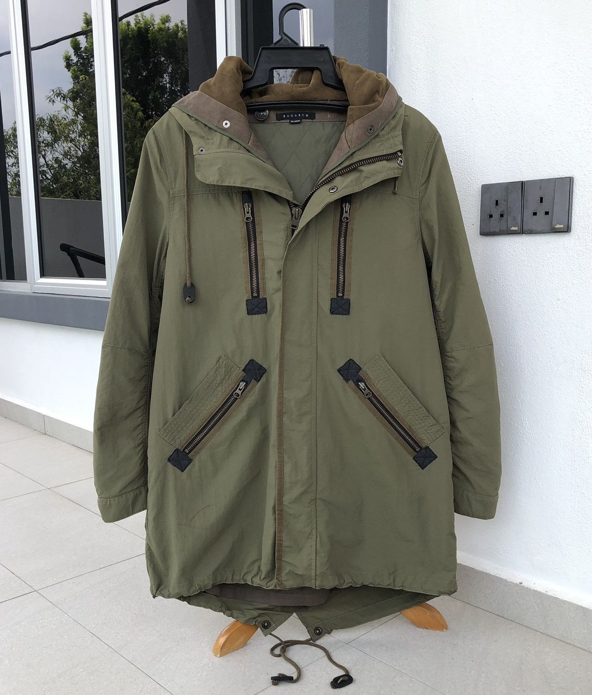Japanese Brand BAGARCH Mod Coat Olive Military Coat Cross Big Logo Parka Size US XL / EU 56 / 4 - 3 Thumbnail