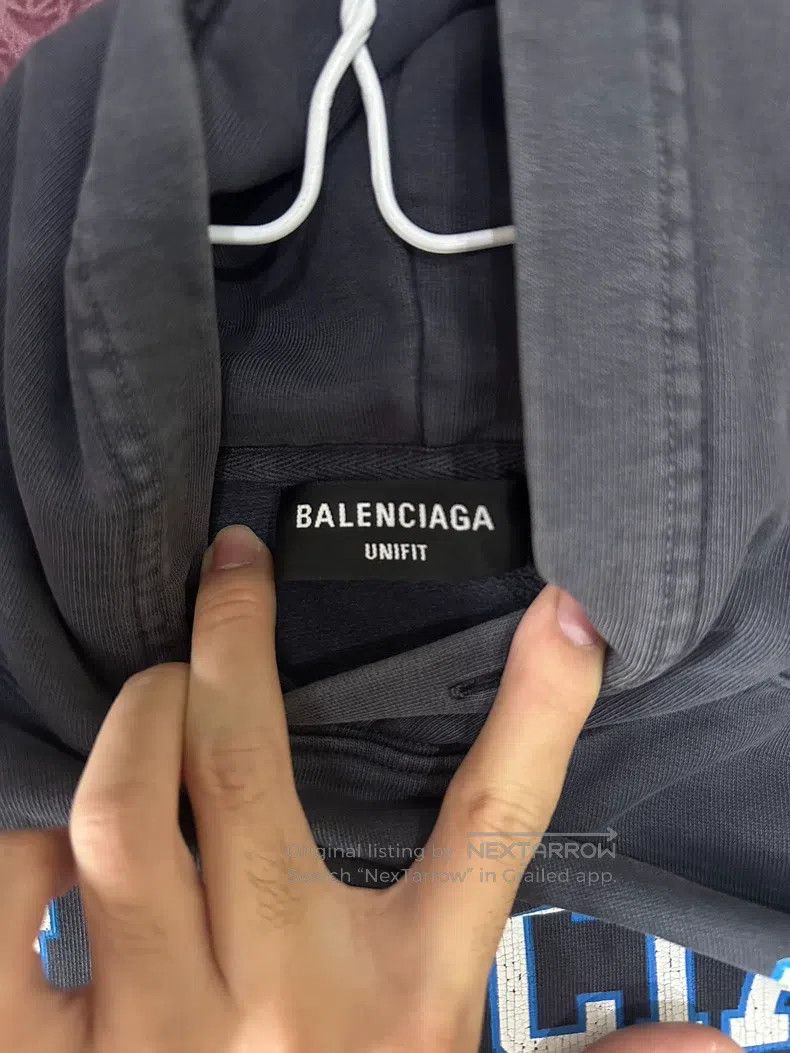 Balenciaga Balenciaga Wheat Ear Ice Blue Washed Hooded Sweatshirt Size US S / EU 44-46 / 1 - 3 Thumbnail