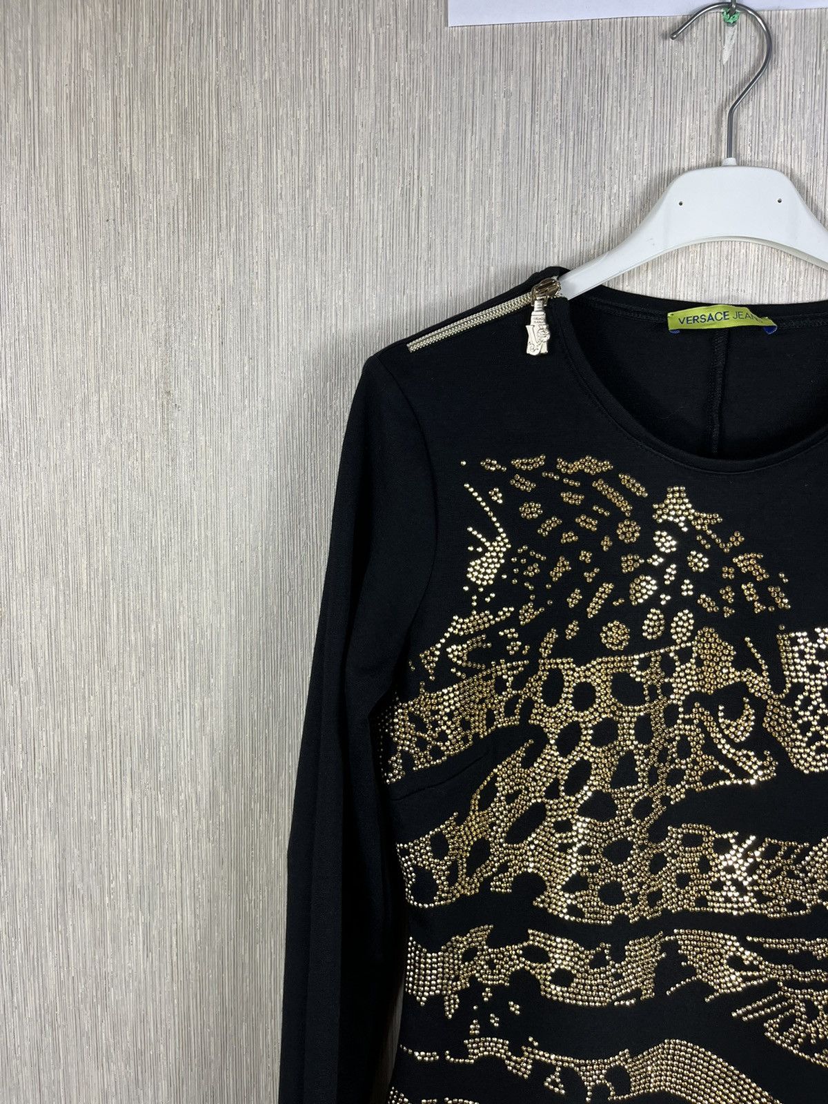 Designer × Versace × Versace Jeans Couture Versace jeans bodycon dress leopard golden metallic studs Size S / US 4 / IT 40 - 4 Thumbnail