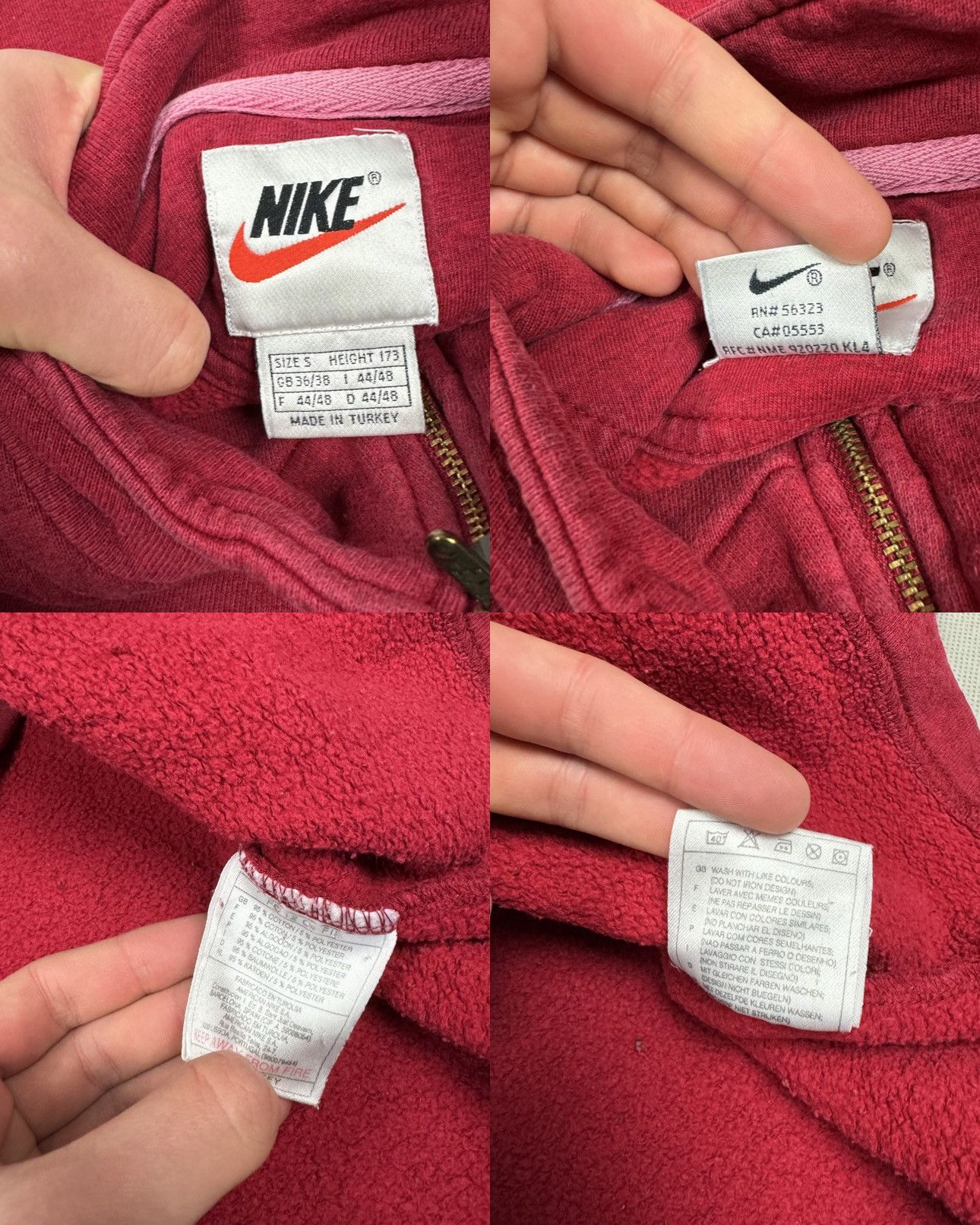 Nike × Vintage Nike Men's Red Cotton Fleece Lined Quatter Zip Sweatshirt S Size US S / EU 44-46 / 1 - 2 Thumbnail