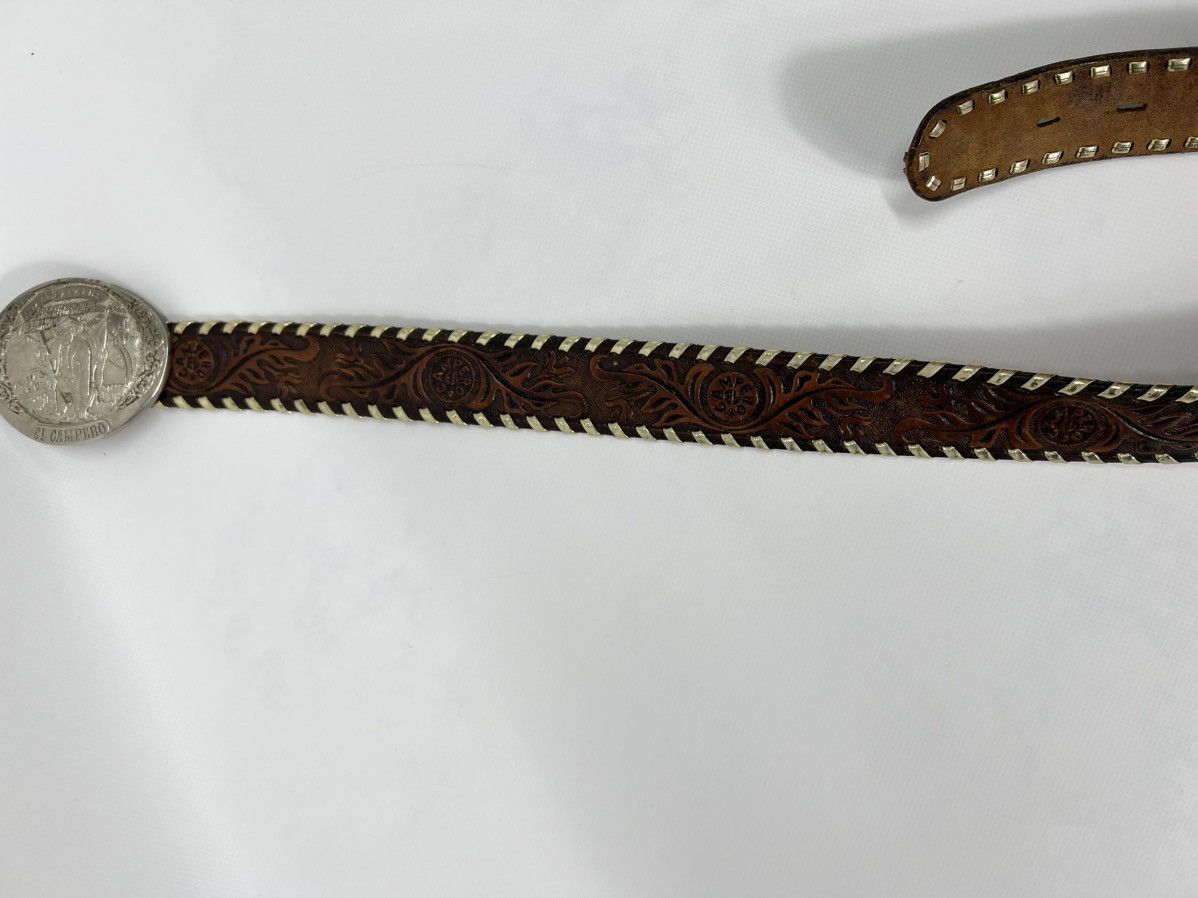 Cowboy Equipment Vintage streetwear El Campero Leather western Cowboy Belt Size ONE SIZE - 5 Thumbnail