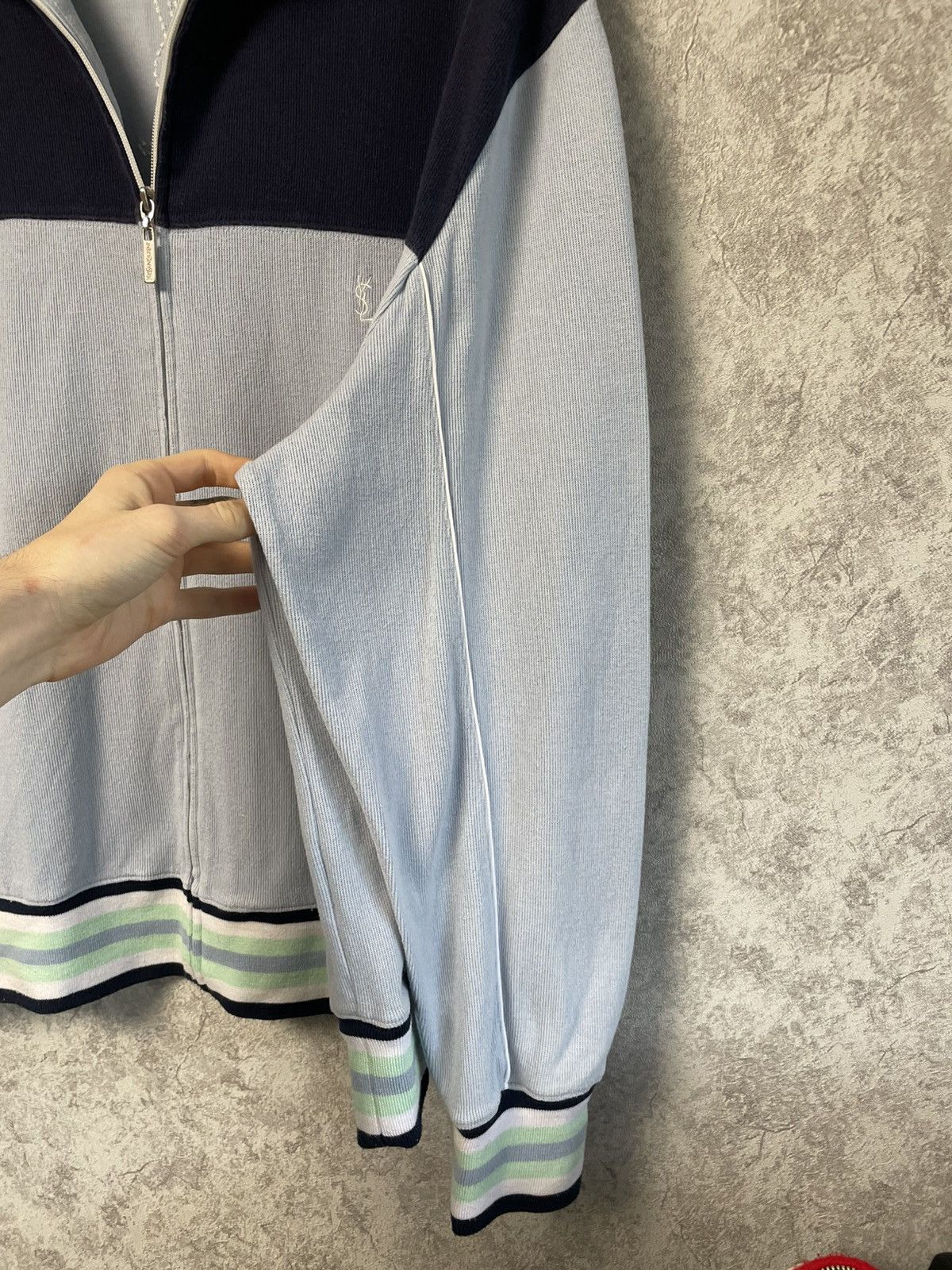Yves Saint Laurent Vintage Yves Saint Laurent YSL Sweater Full Zip Blue Jumper Size US XXL / EU 58 / 5 - 5 Thumbnail