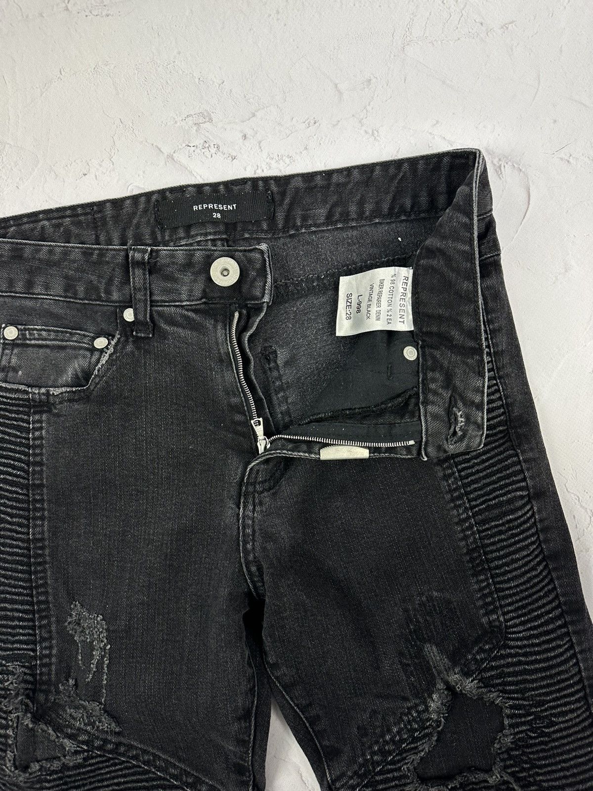 Represent Clo. Represent Biker Repairer Vintage Black Denim Size US 28 / EU 44 - 6 Thumbnail