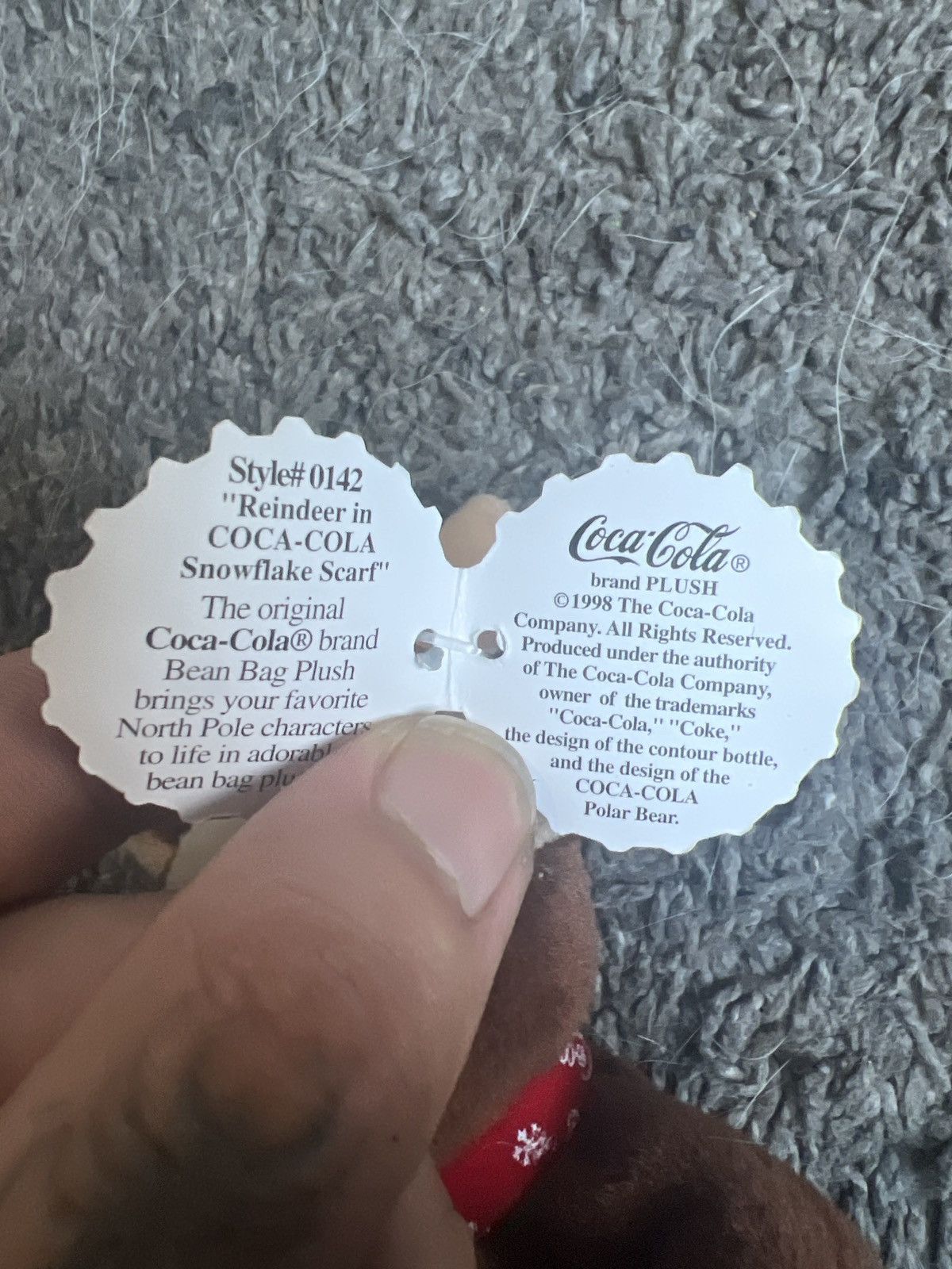 Coca Cola 1998 Coca-Cola Reindeer In Snowflake Scarf Bean Bag Plush Size ONE SIZE - 4 Thumbnail