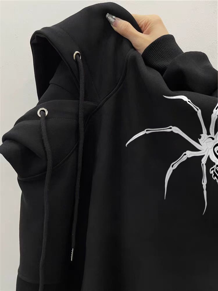 Designer × Japanese Brand Hip Hop Spider Print Thickened Loose Hooded Sweatshirt Size US L / EU 52-54 / 3 - 2 Thumbnail