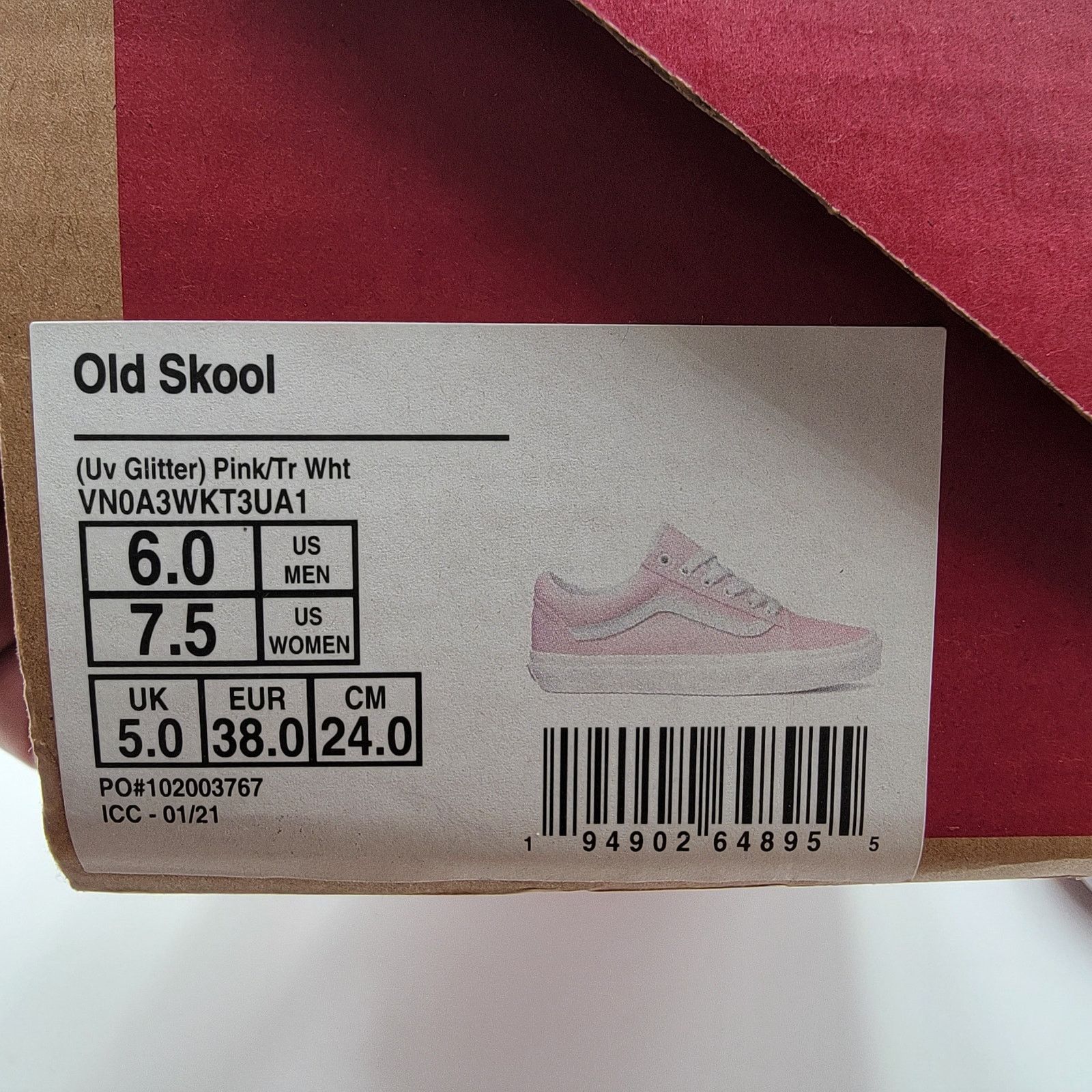 Vans Vans Old Skool UV Glitter Sz 6M/7.5W Pink/Green VN0A3WKT3UA1 Size US 7.5 / IT 37.5 - 9 Thumbnail