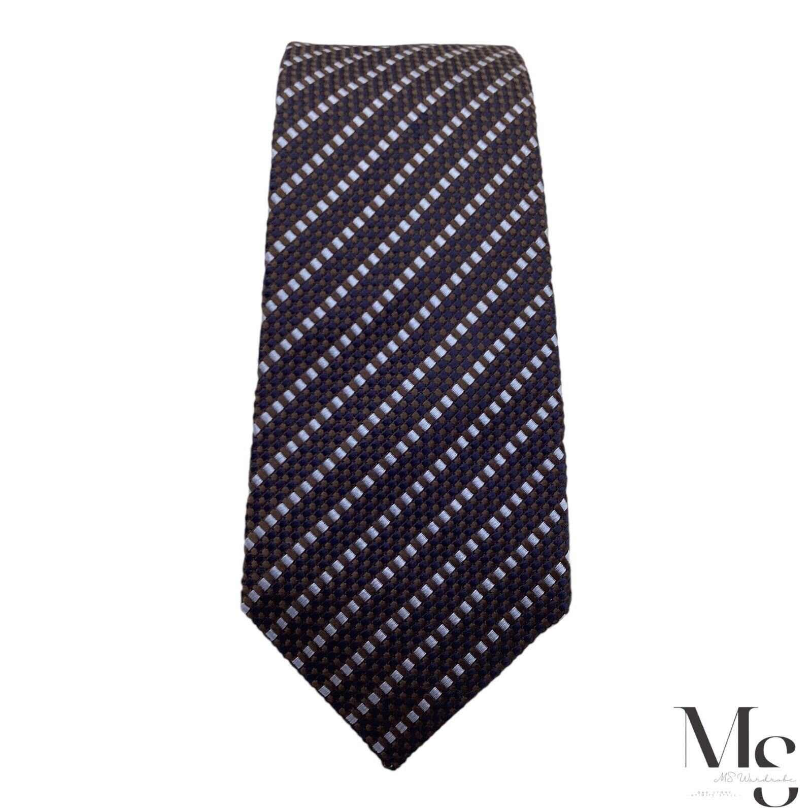 Hugo Boss BOSS HUGO BOSS Tailored Blue & Brown Striped Silk Tie H.M In Size ONE SIZE - 3 Thumbnail
