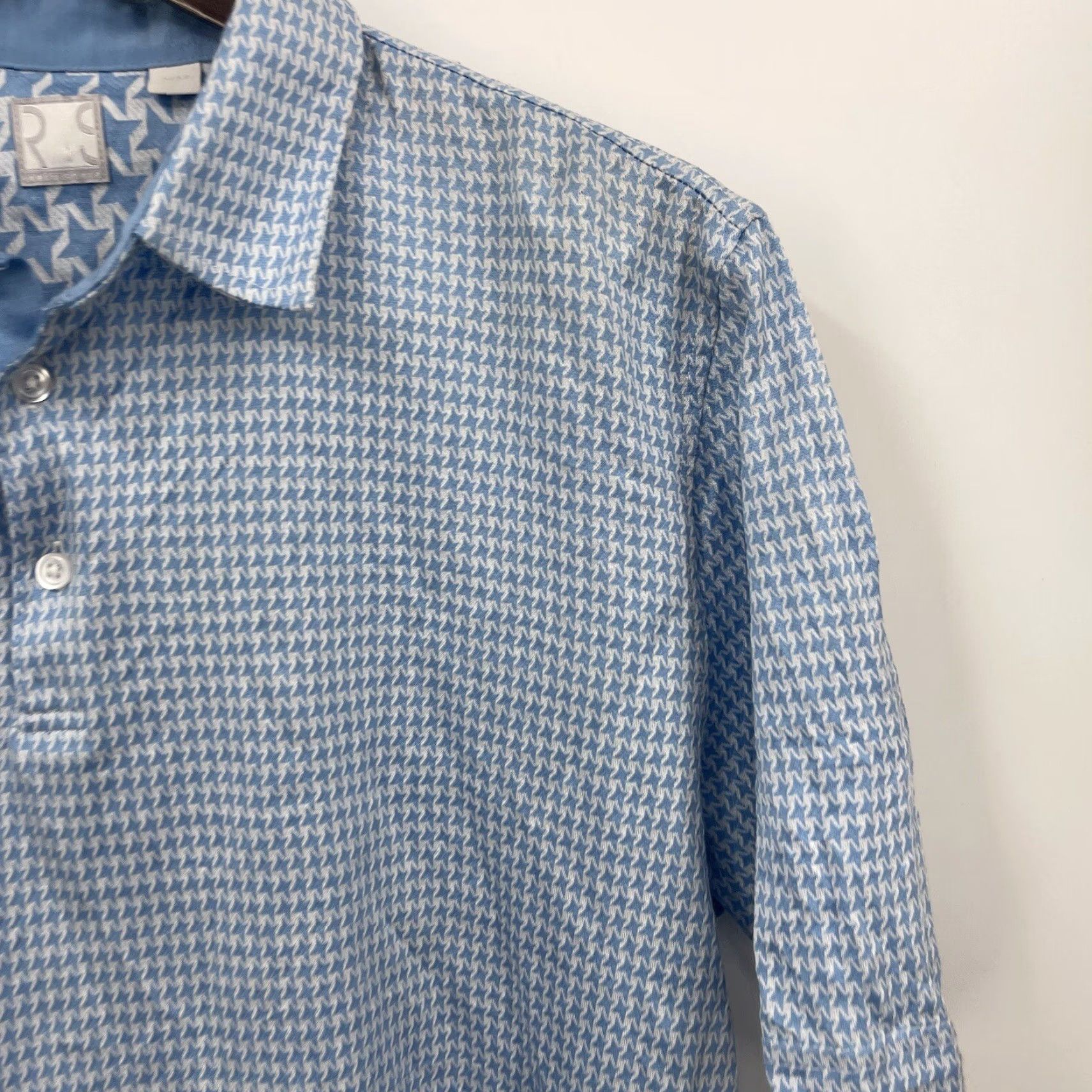Vintage VINTAGE RAFFI SHAYA Polo Golf Shirt Men L Blue Houndstooth Classic 90s Theme Golf Size US L / EU 52-54 / 3 - 3 Thumbnail