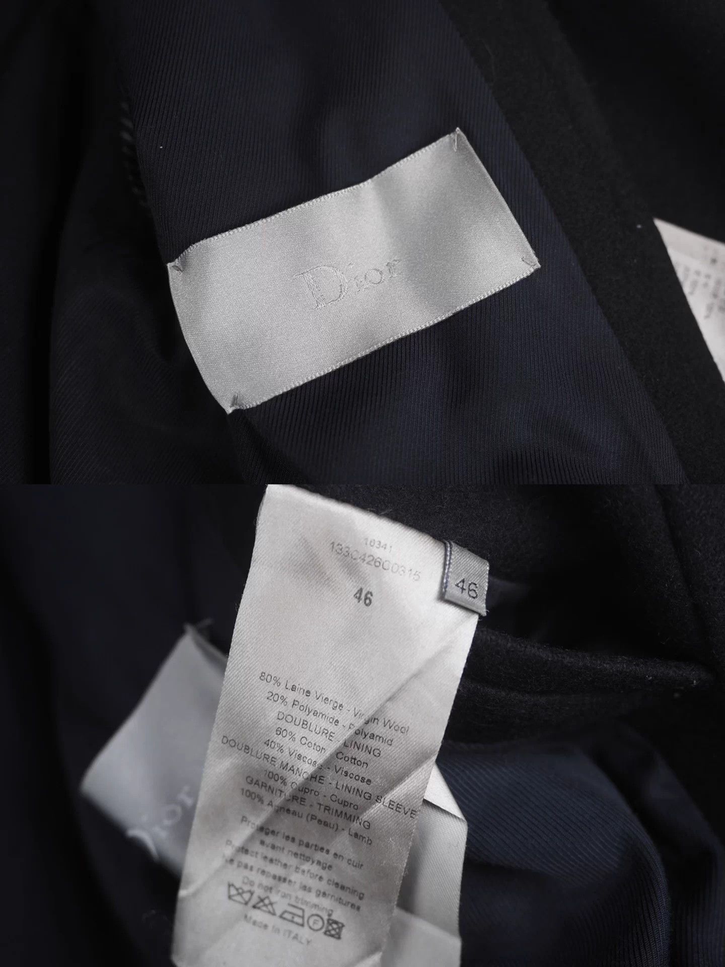 Dior DIOR Black Wool Blend Leather Trimmed Coat IT46 Size US S / EU 44-46 / 1 - 9 Thumbnail