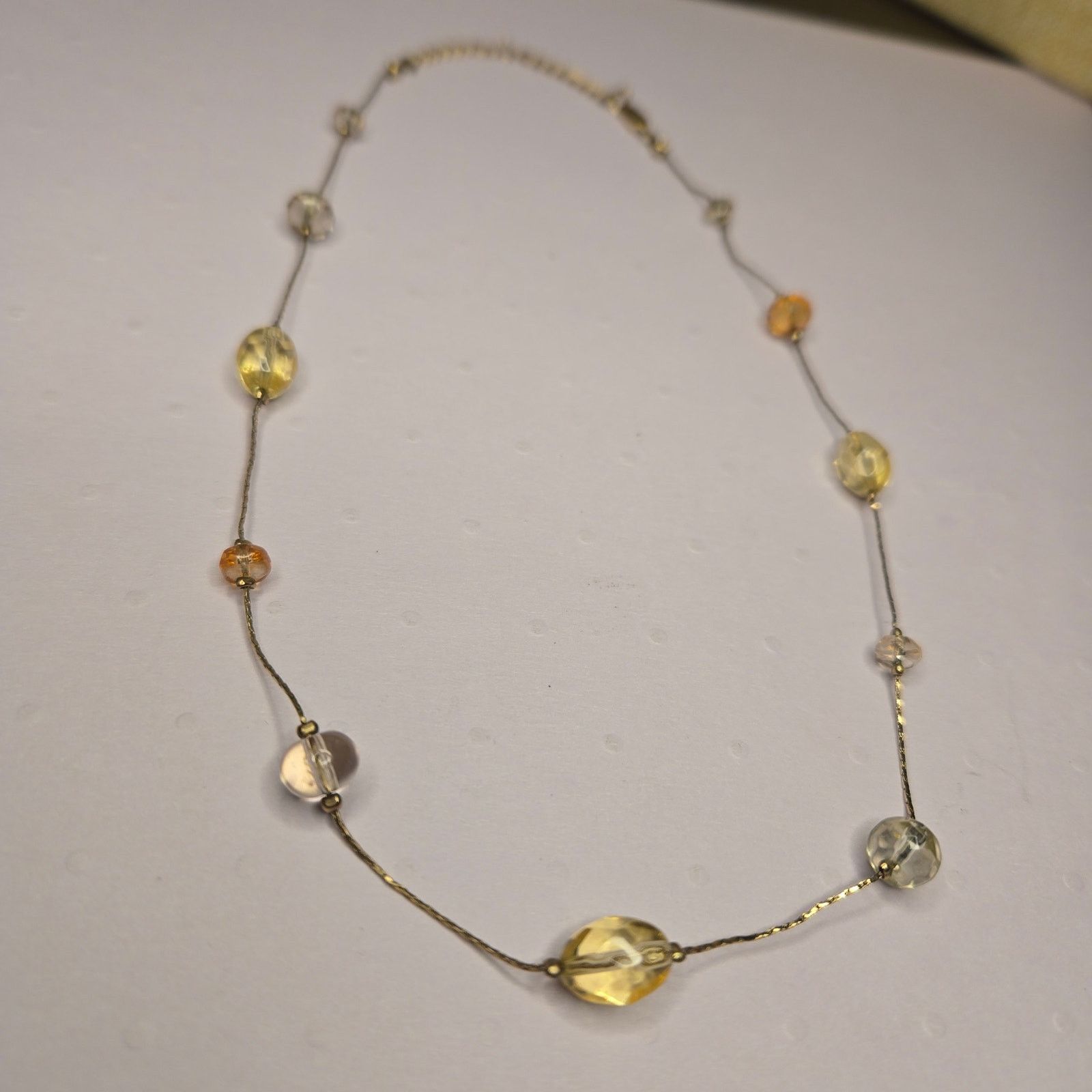 Vintage Vintage Amber Yellow Station Necklace Long Chain Boho Style Size ONE SIZE - 6 Thumbnail