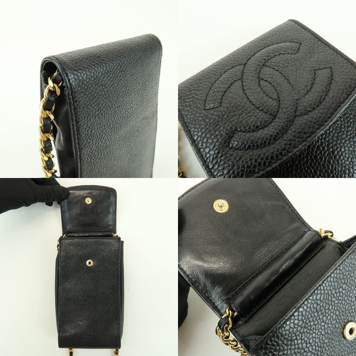 Chanel Chanel CC Logo Caviar Leather Phone Case Black Size ONE SIZE - 6 Thumbnail