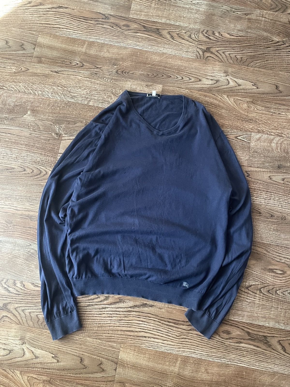 Vintage 💰Vintage Burberry Lightweight Sweater 90s V-neck Size US XXL / EU 58 / 5 - 2 Thumbnail