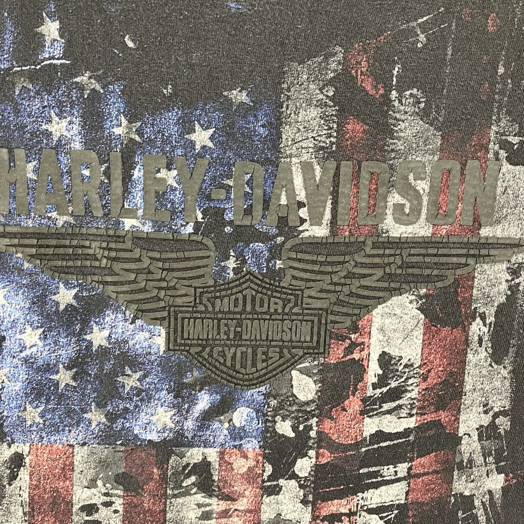 Harley Davidson Harley-Davidson Patriotic T Shirt Mens XL Black Made in USA Flag Warwick RH 2014 Size US XL / EU 56 / 4 - 6 Thumbnail