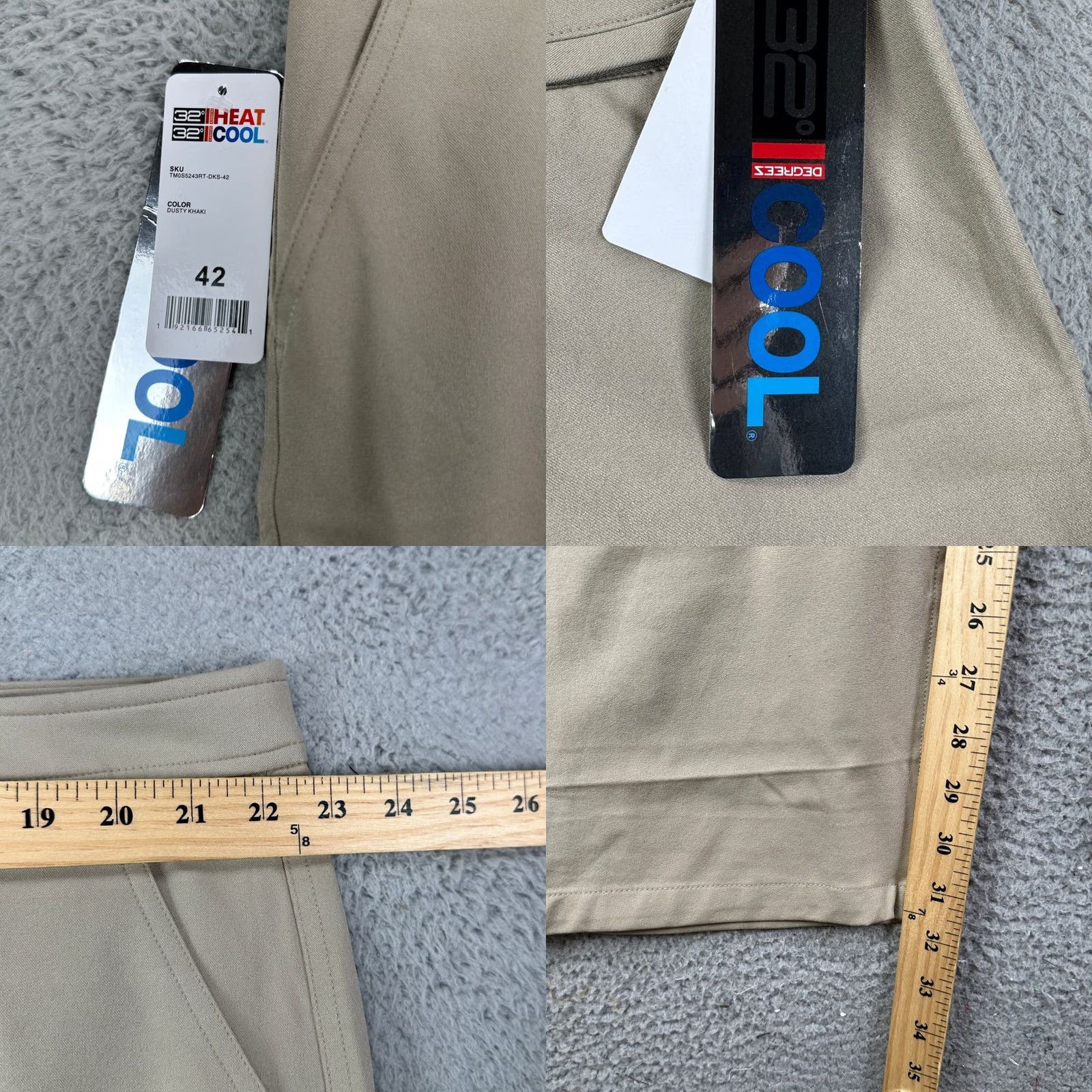 Vintage 32 Degrees Cool Mens Chino Pants 42 Tan Performance Tech Stretch Flat Front NEW Size US 42 / EU 58 - 8 Thumbnail