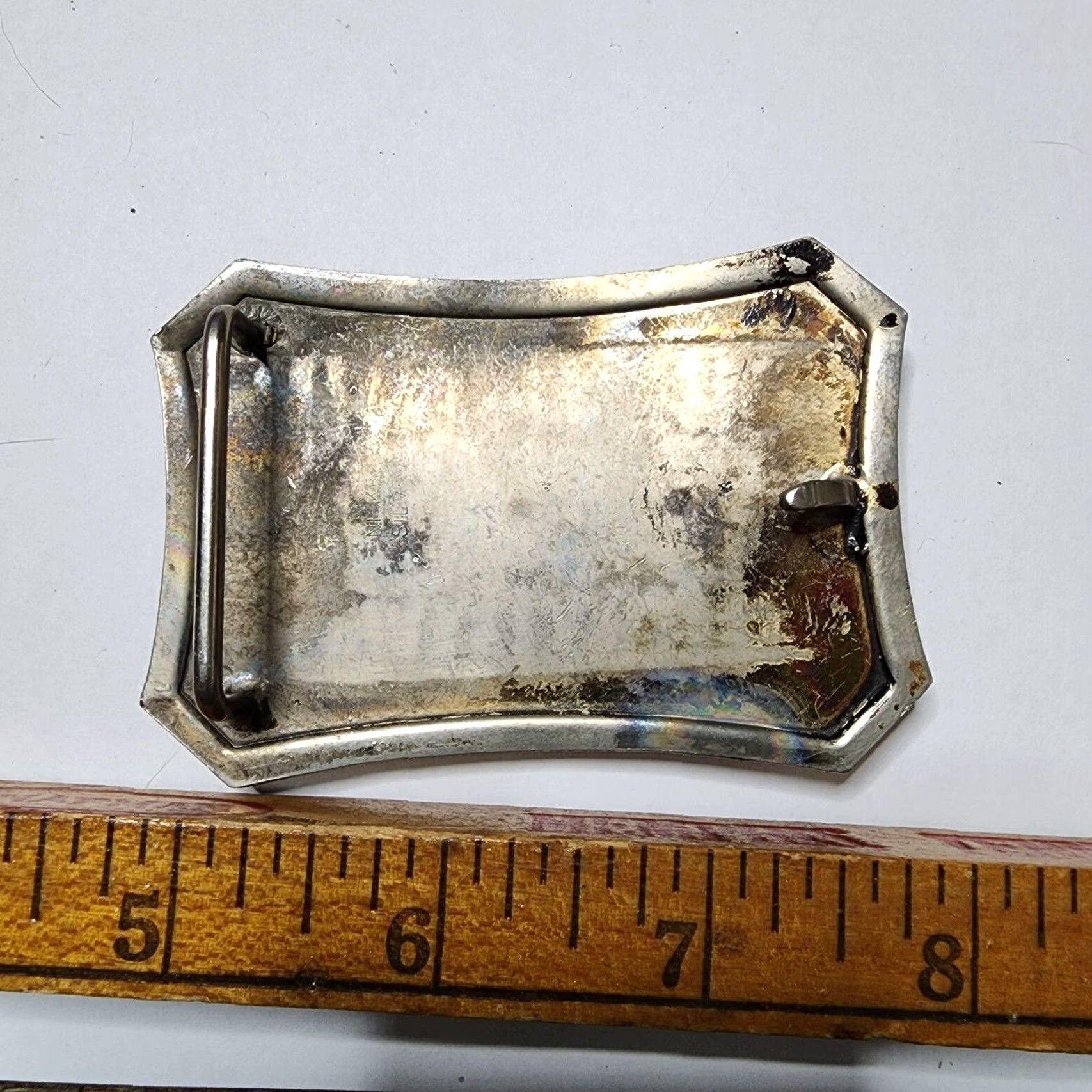 Vintage VINTAGE Nickel Silvertone & Bronze Western Saddle Bucking Bronco Belt Buckle Size ONE SIZE - 3 Thumbnail